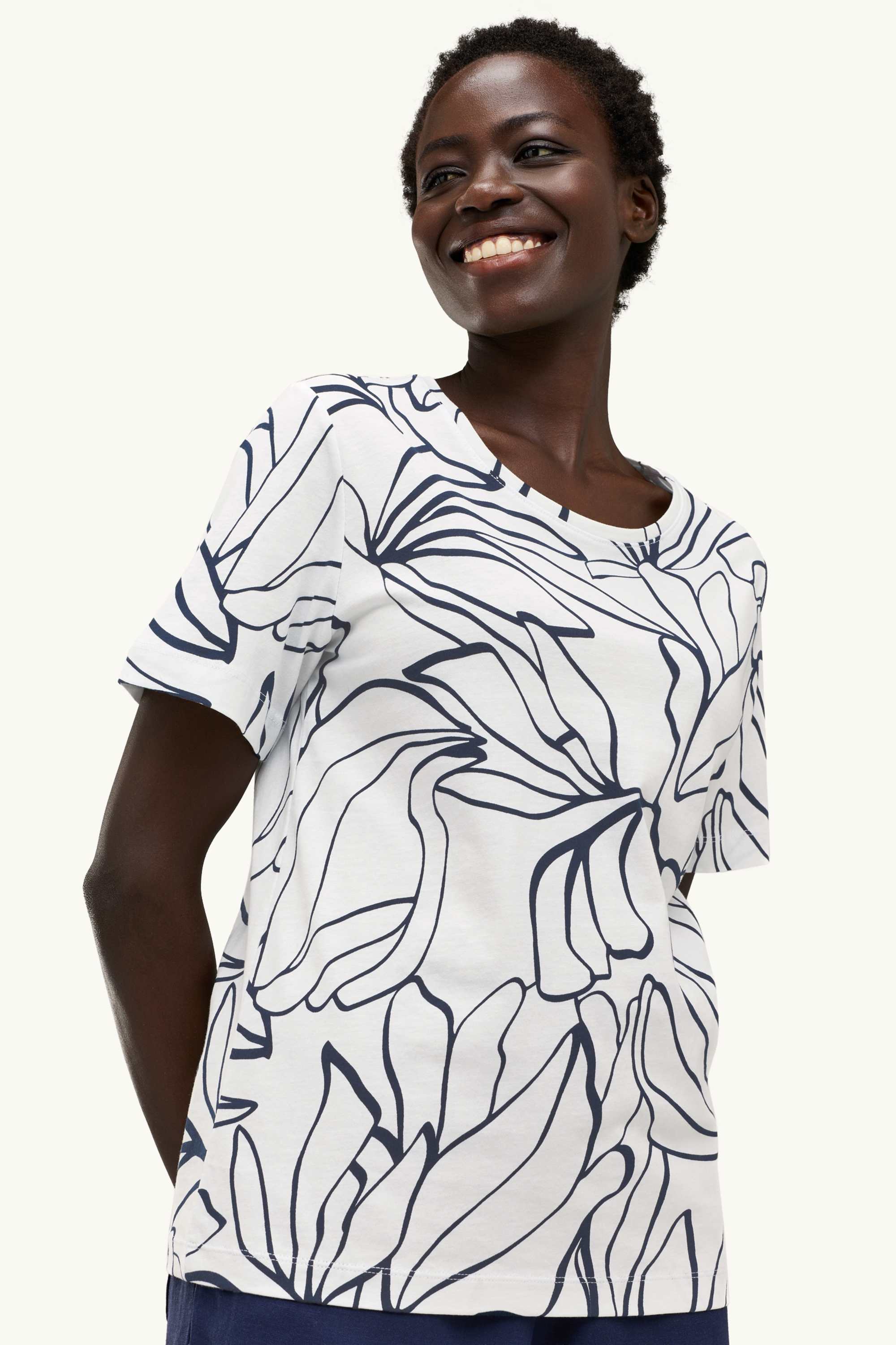 T-shirt - regular fit - patterned white / black
