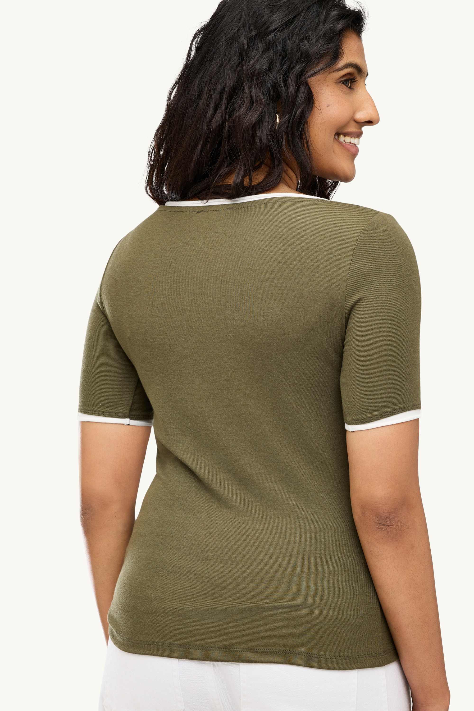 V-neck T-shirt - regular fit - 2-in-1 look khaki