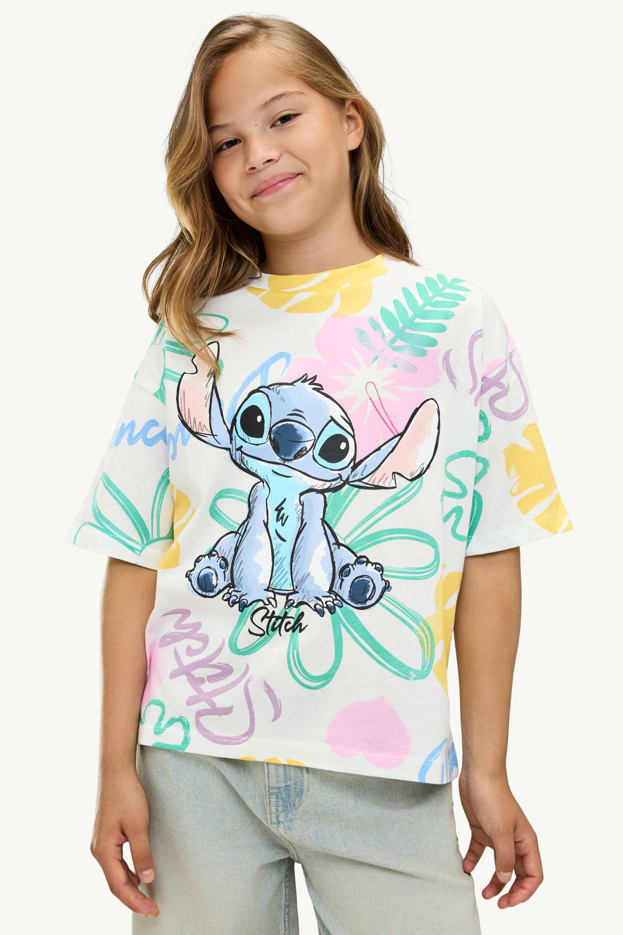 Lilo & Stitch - short sleeve T-shirt - patterned white