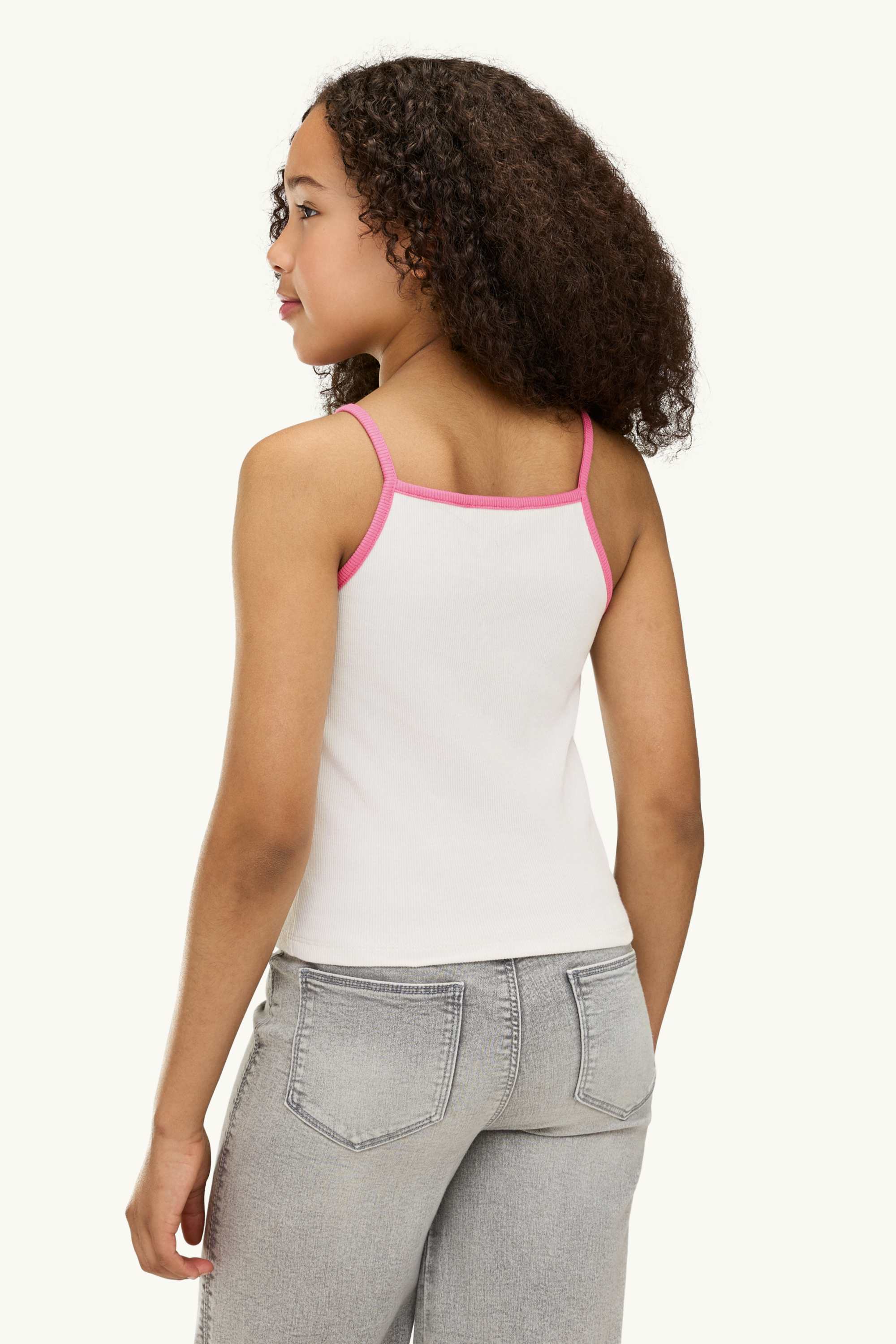Top - ribbed white / rose