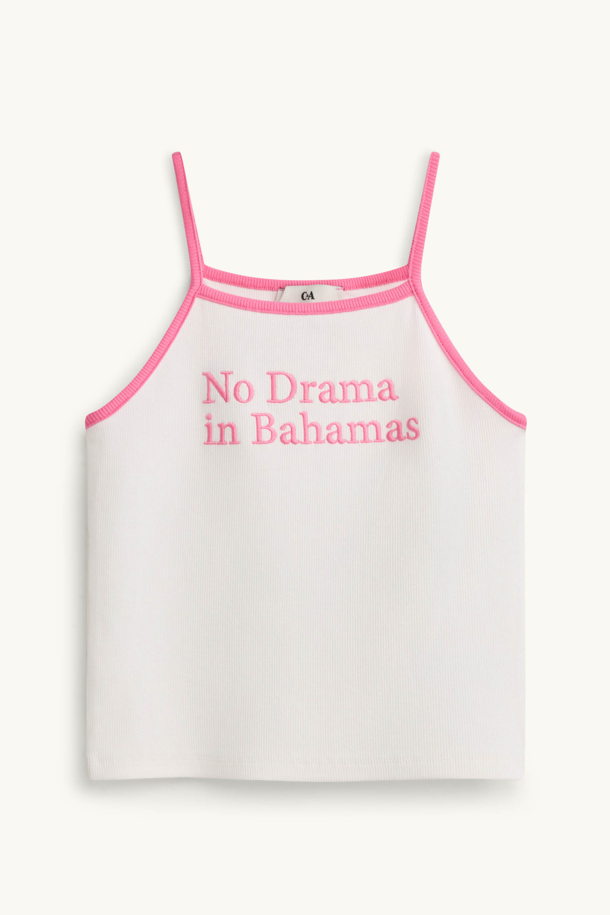 Top - ribbed white / rose