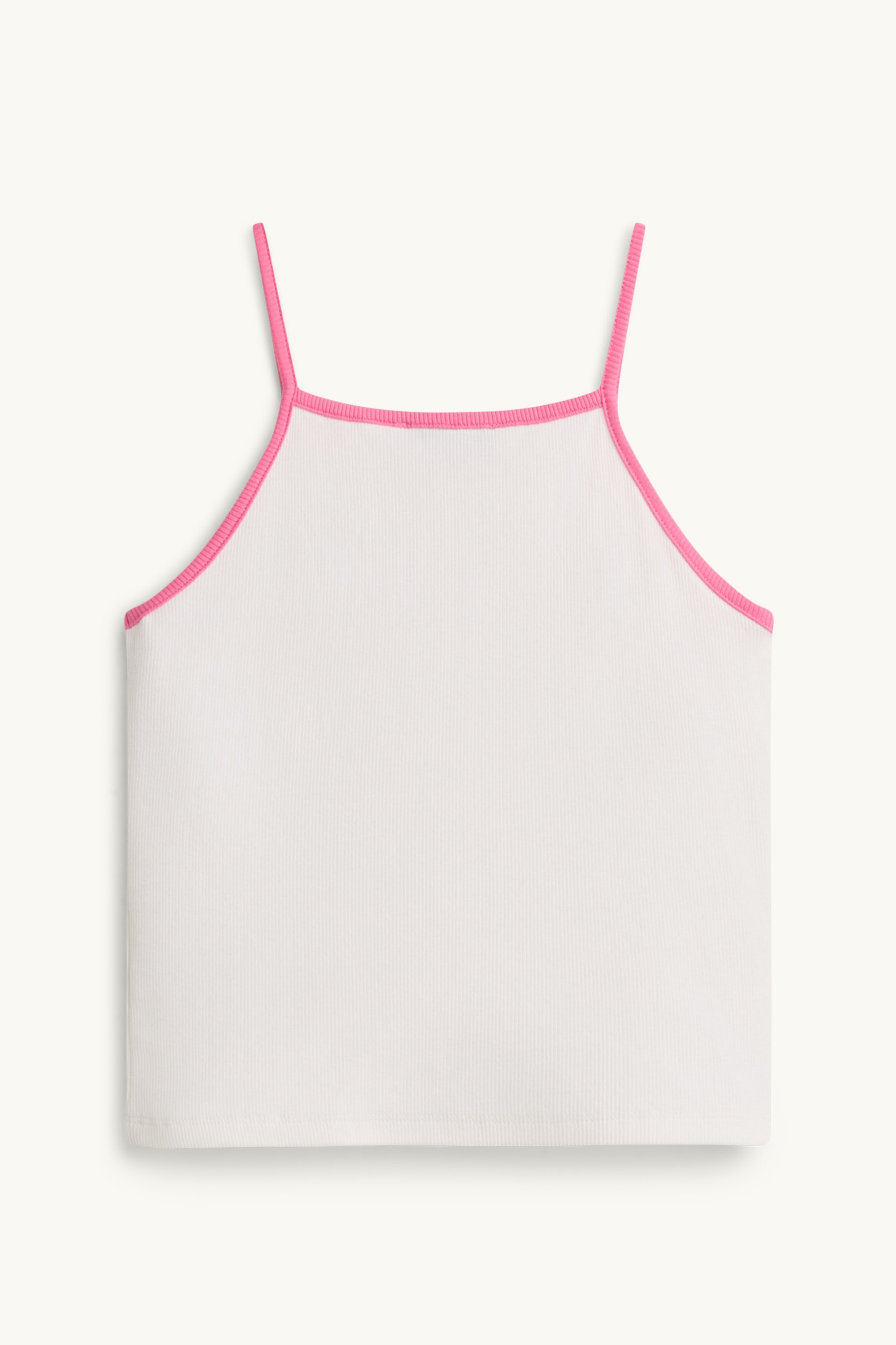 Top - ribbed white / rose