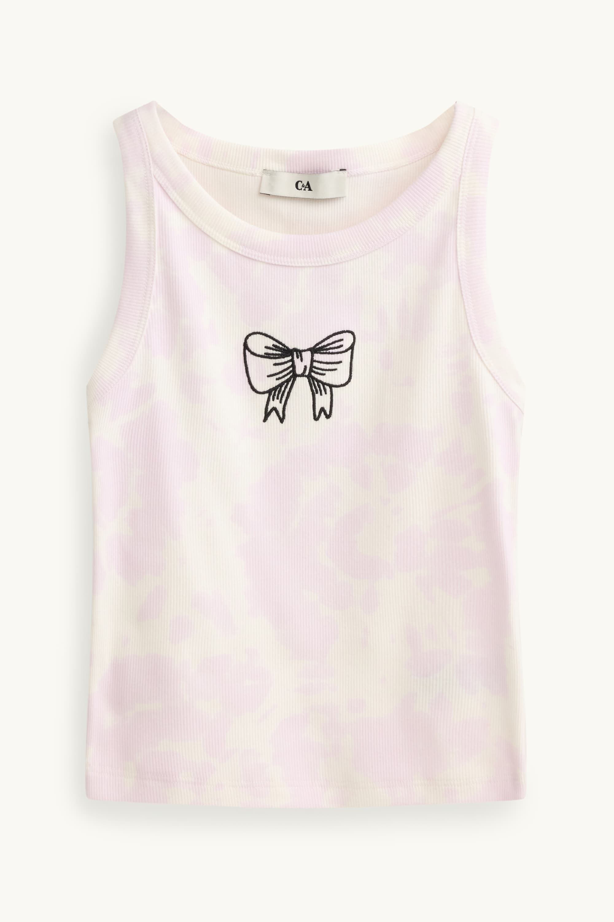 Bow - top - patterned purple / white