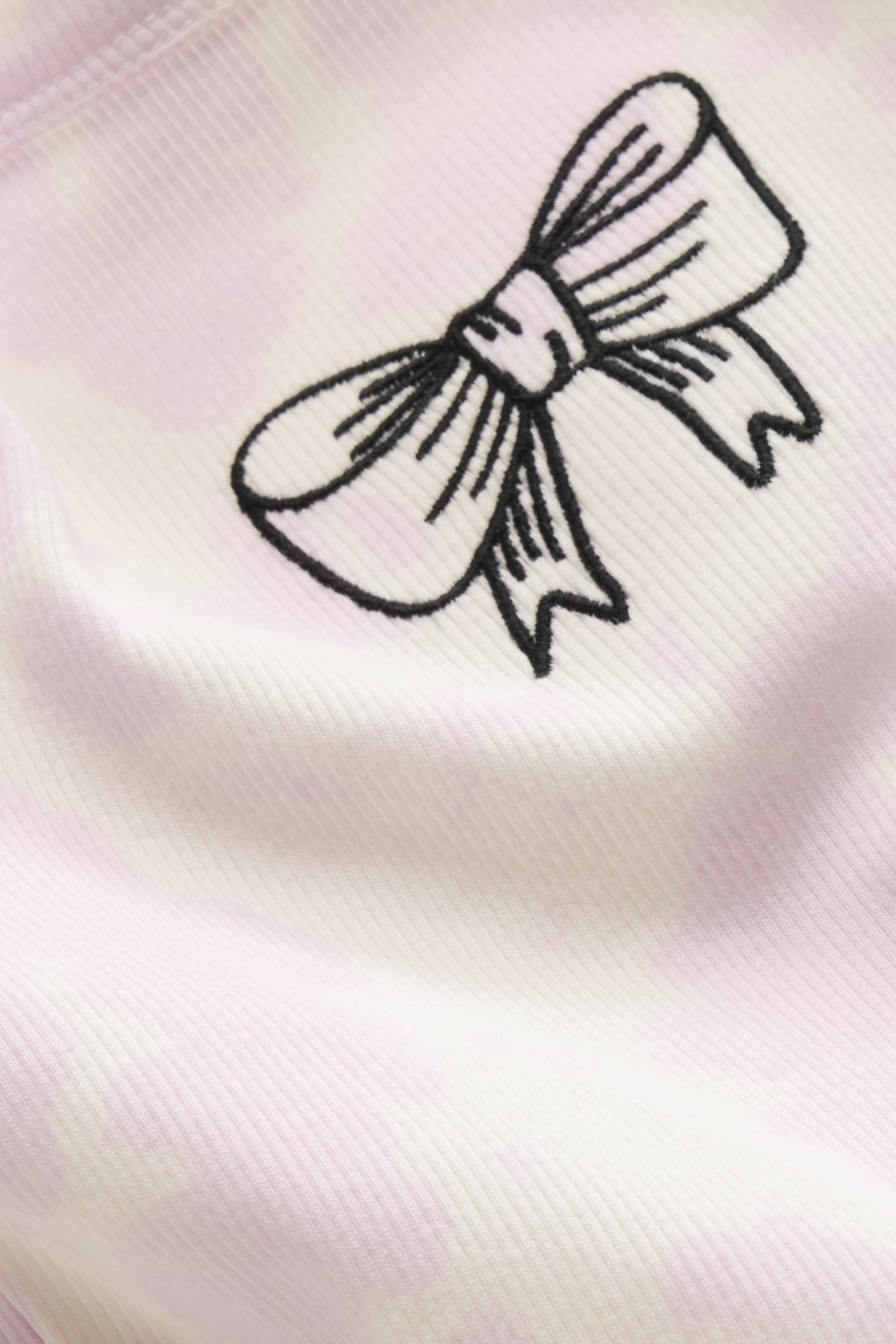 Bow - top - patterned purple / white