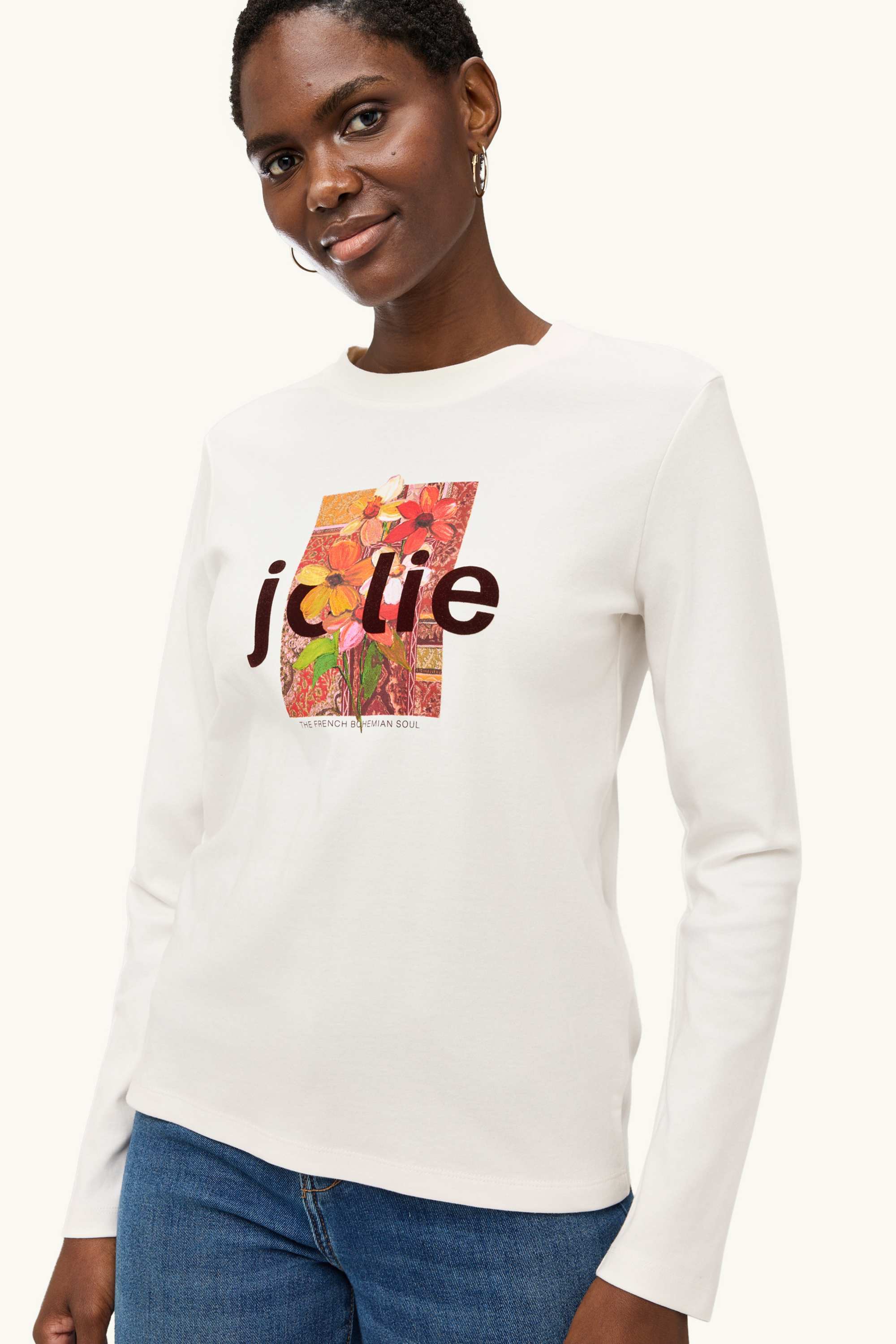 Long sleeve top - regular fit cremewhite