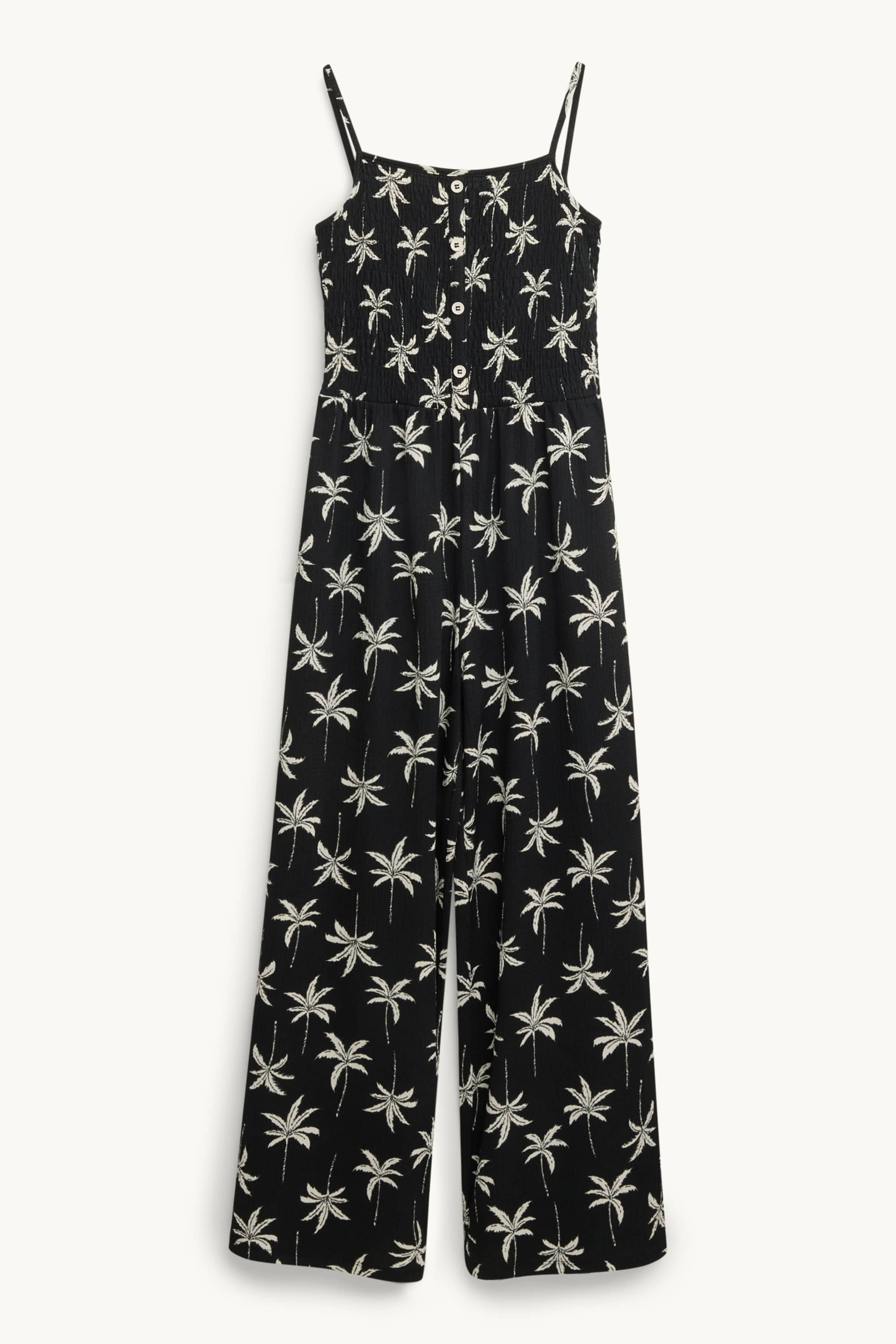 Palm - jumpsuit - textured - smocked white / black