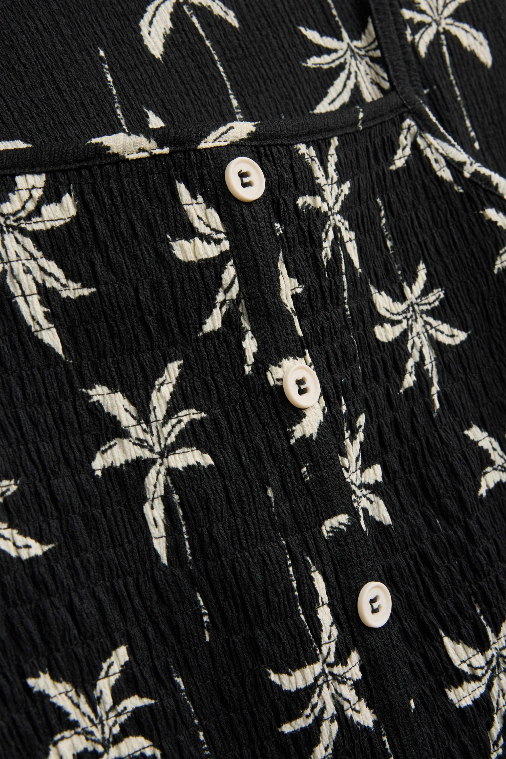 Palm - jumpsuit - textured - smocked white / black