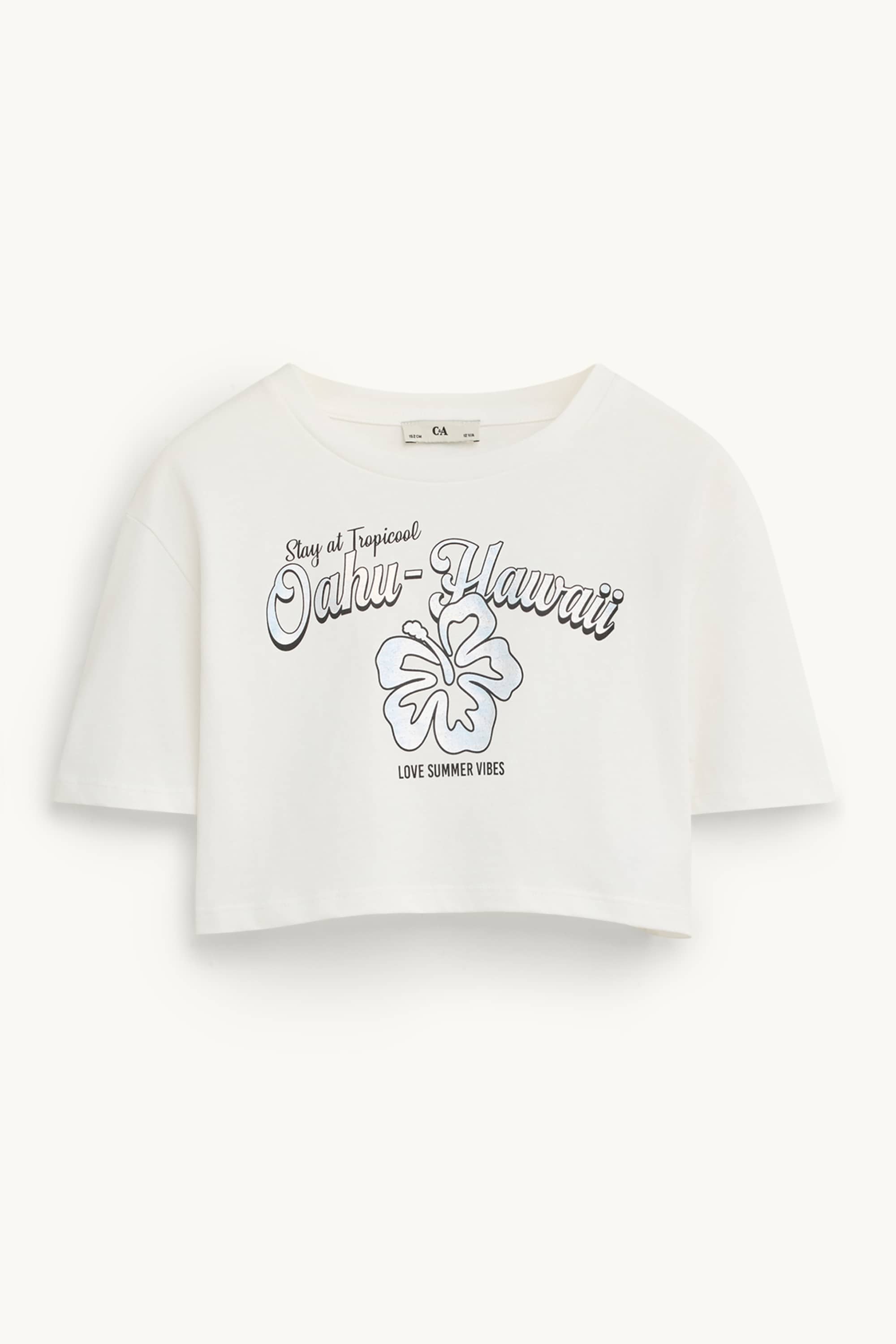 Hawaii - set - top and short sleeve T-shirt - 2 piece white / turquoise