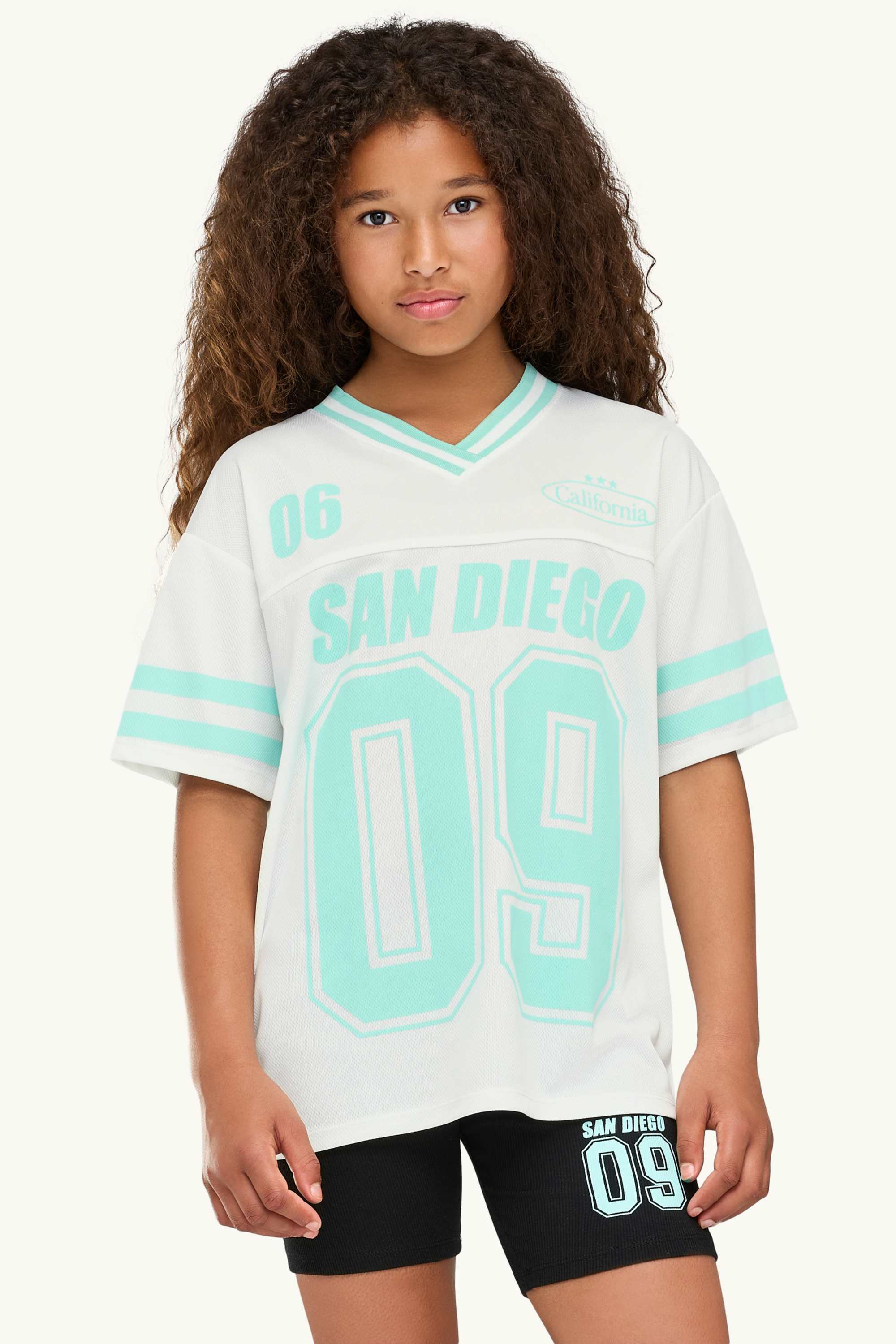 San Diego - set - short sleeve T-shirt and leggings - 2 piece white / black