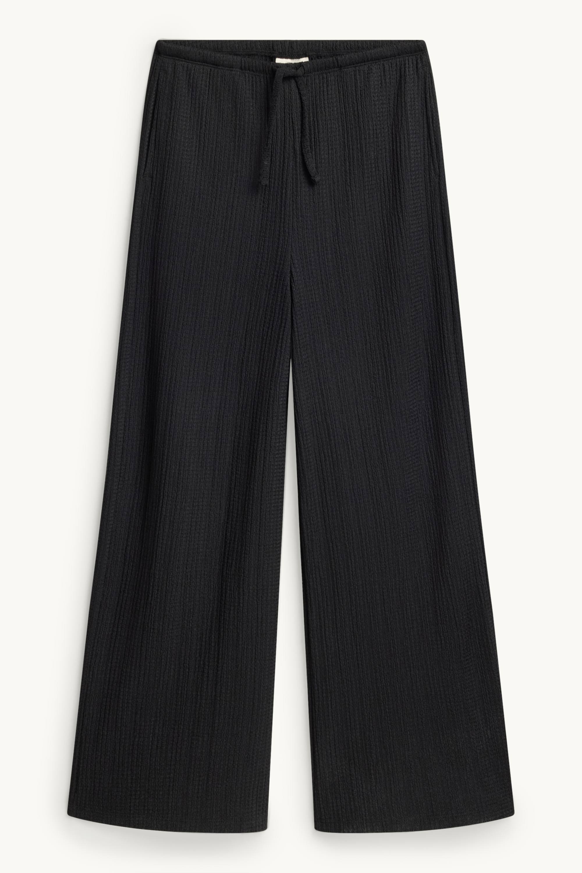 Cloth trousers - palazzo - textured black