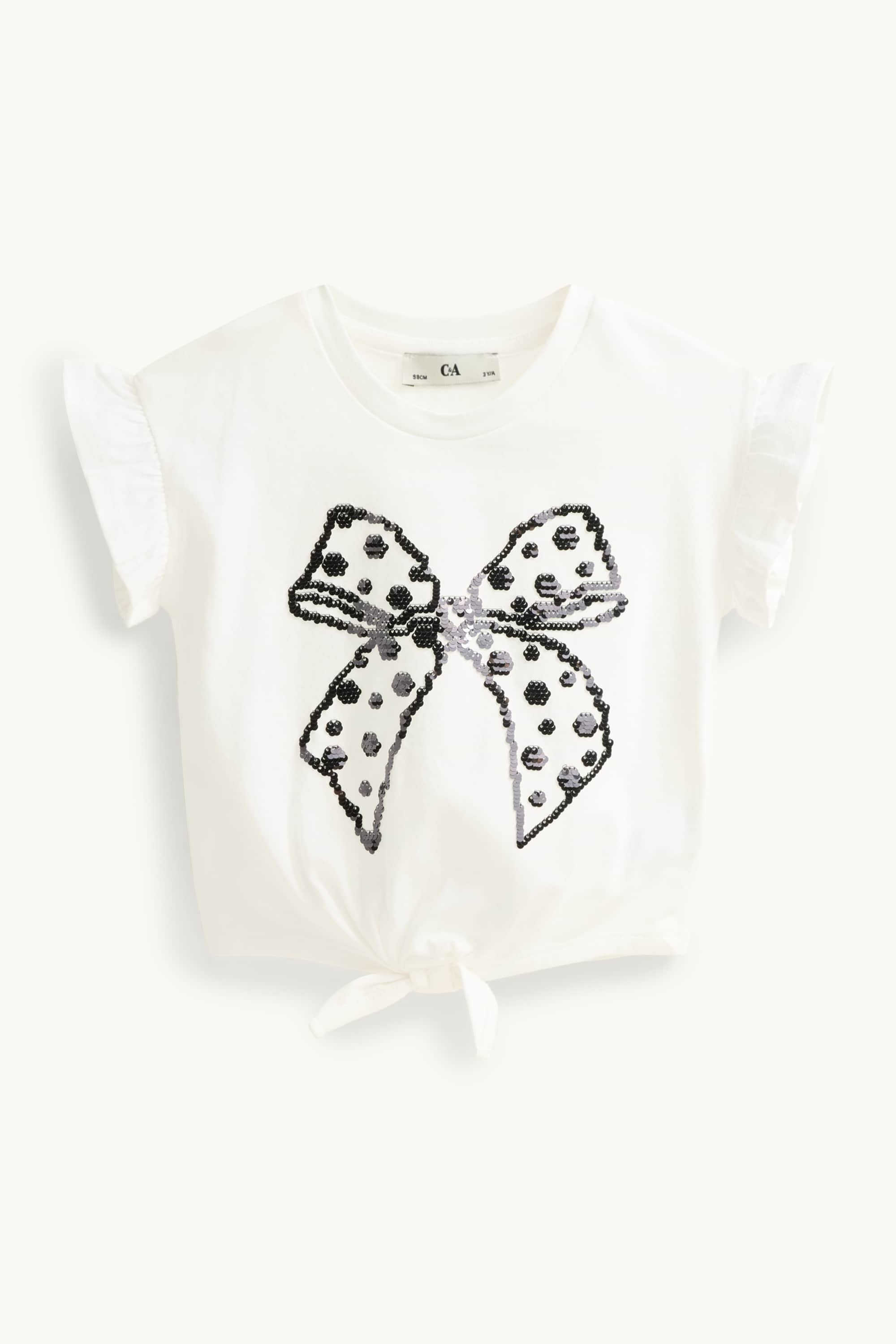 Bow - set - short sleeve T-shirt and skirt - 2 piece white / black