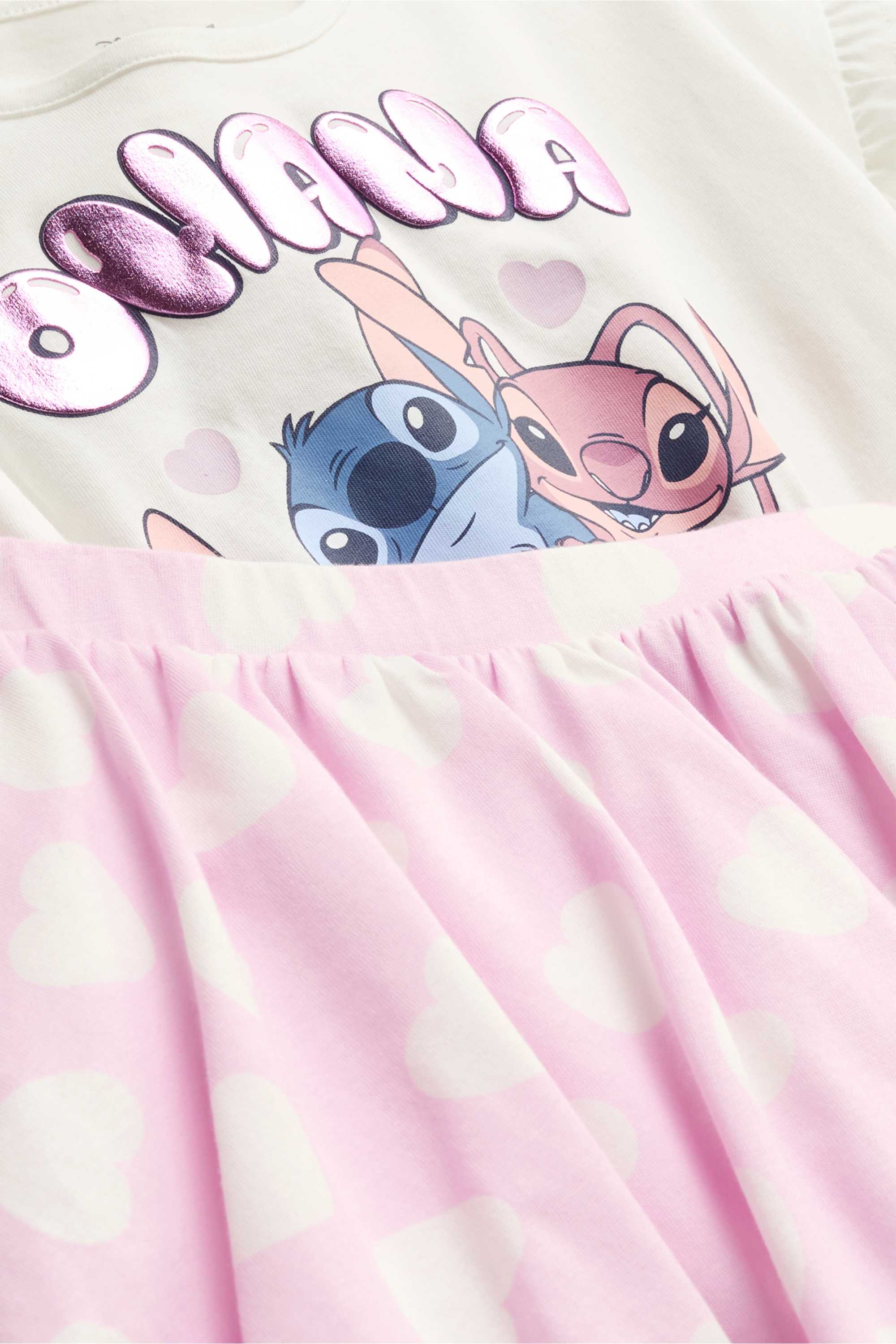 Lilo & Stitch - set - short sleeve T-shirt and skirt - 2 piece white / rose