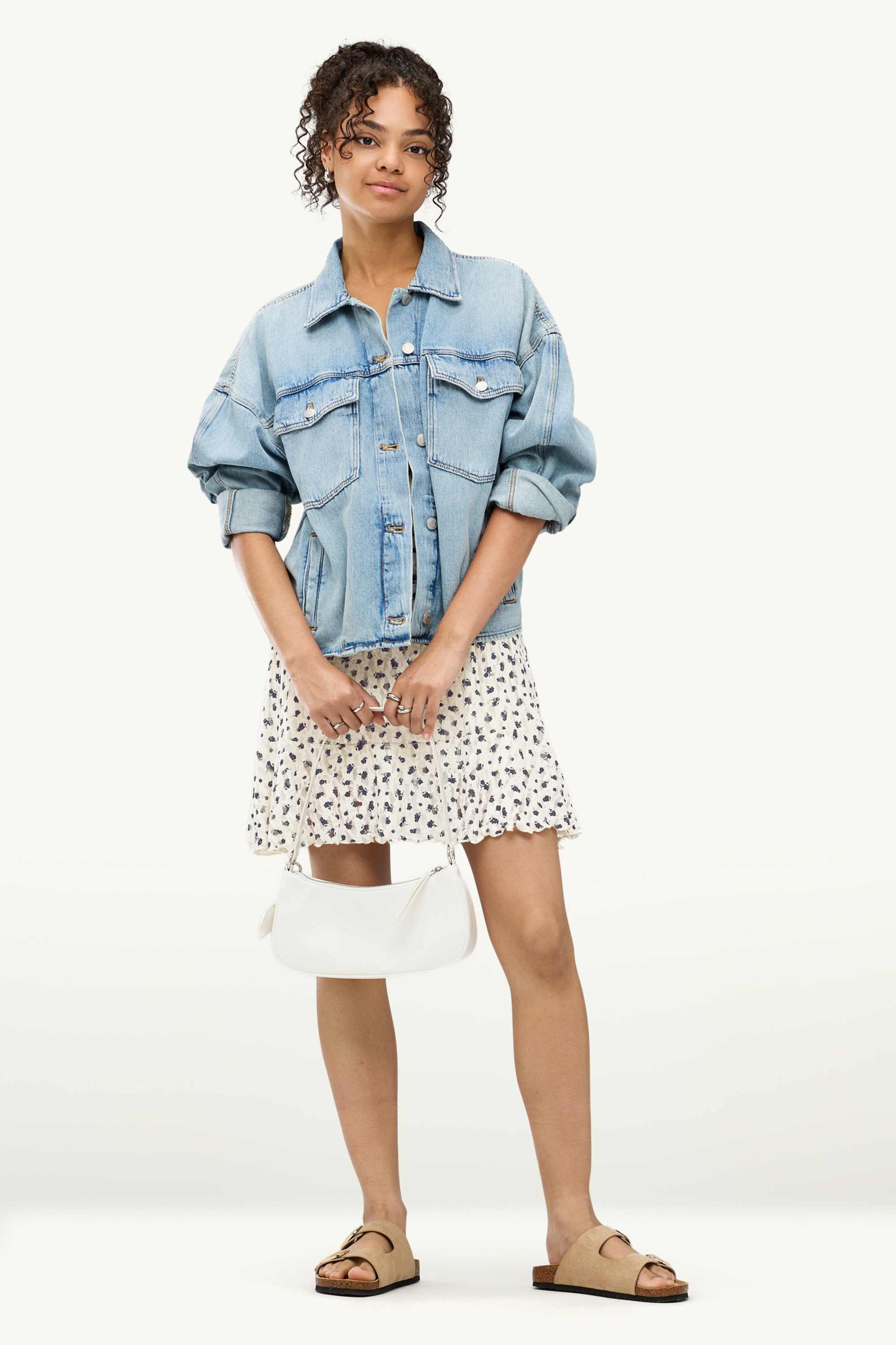 Lace dress - floral white / blue