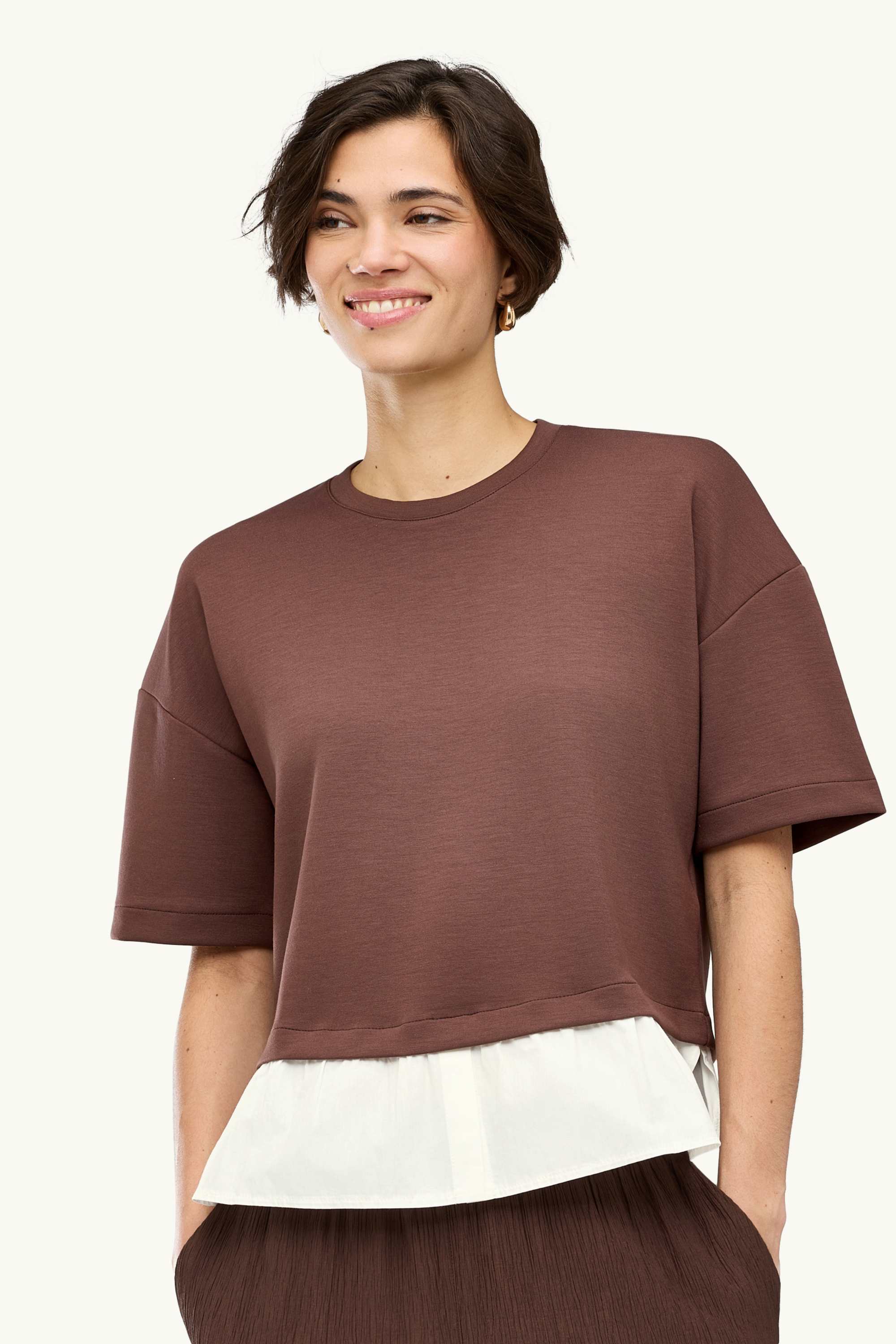 Sweatshirt - 2-in-1 look brown