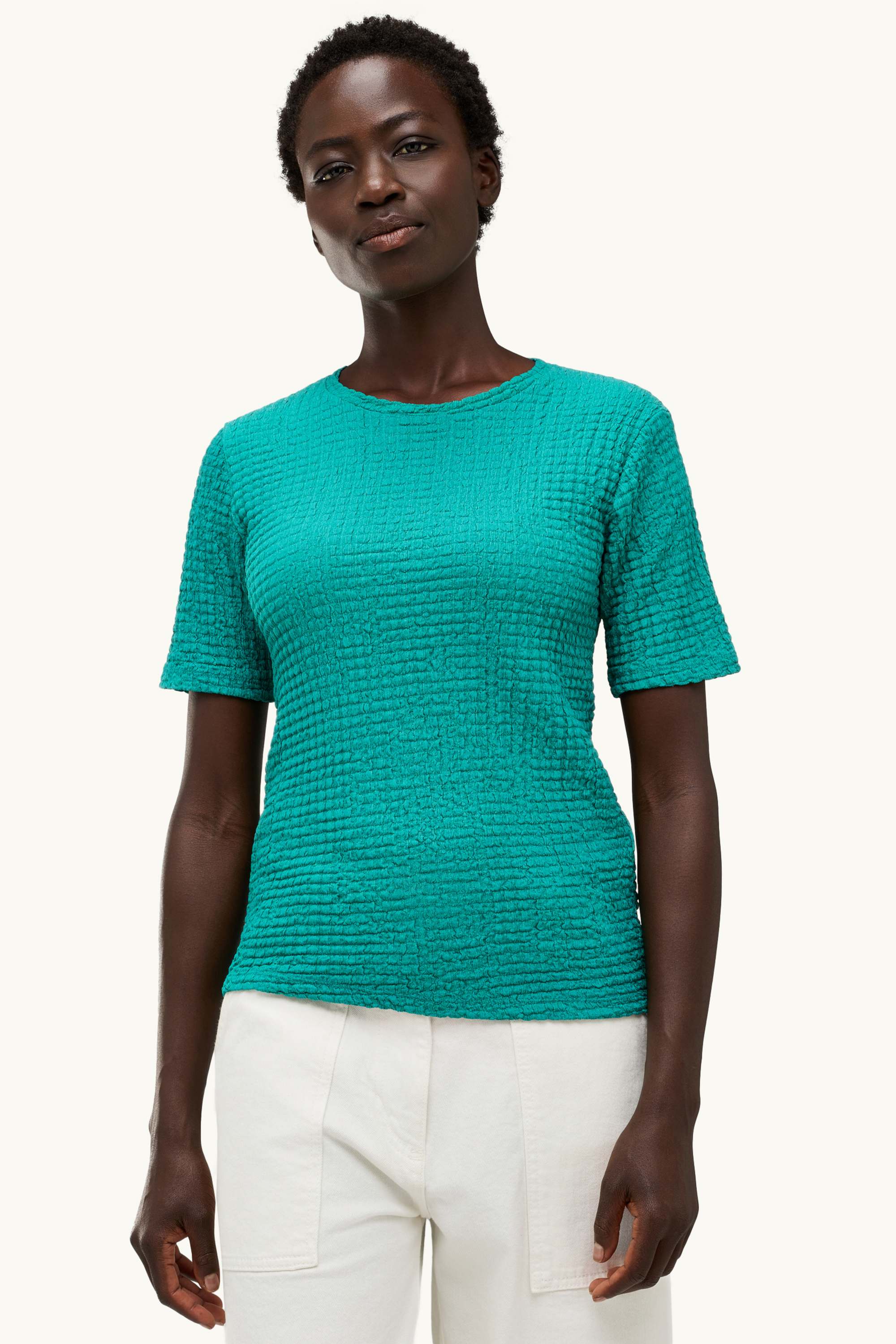 T-shirt - regular fit - textured turquoise