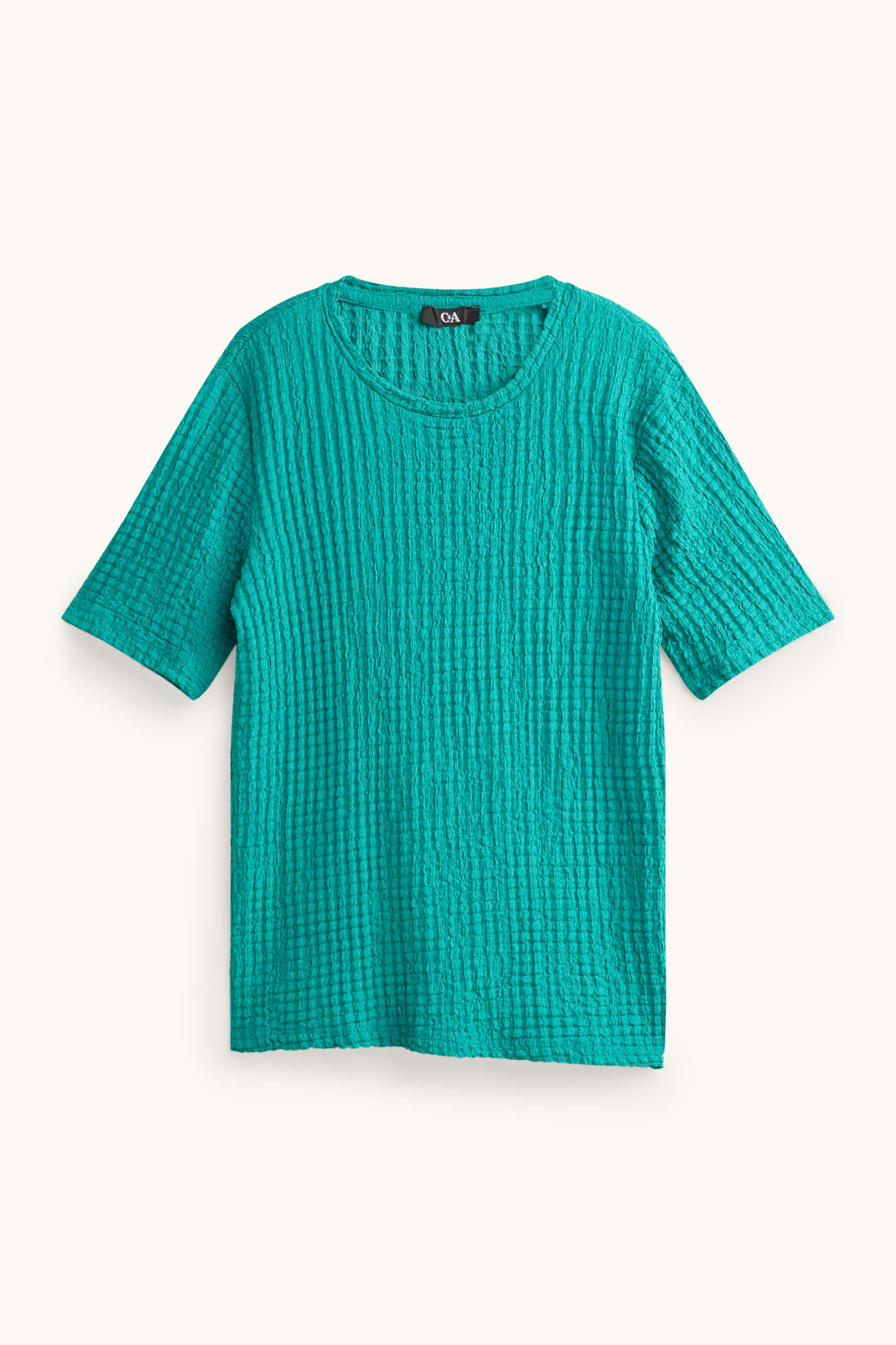 T-shirt - regular fit - textured turquoise