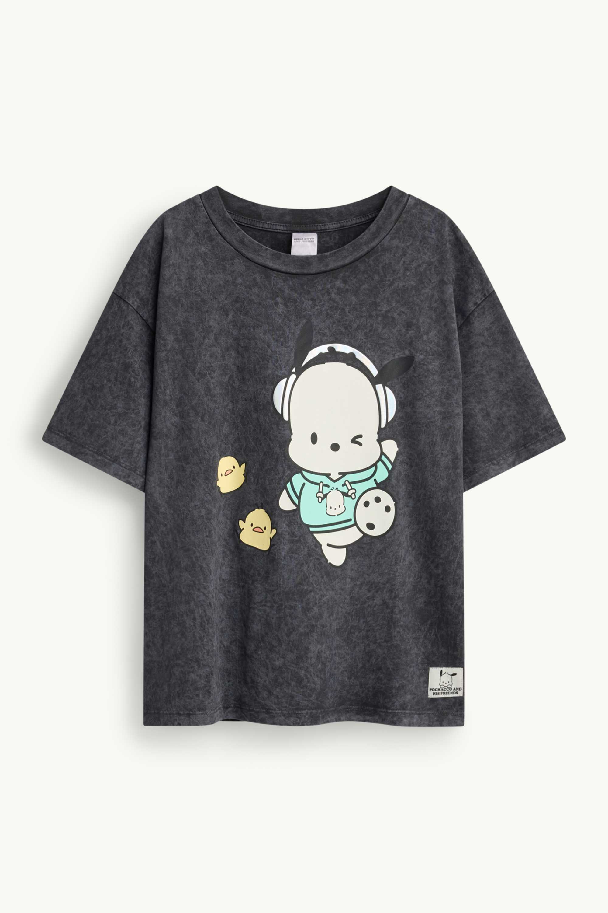 Pochacco - short sleeve T-shirt - shiny dark gray