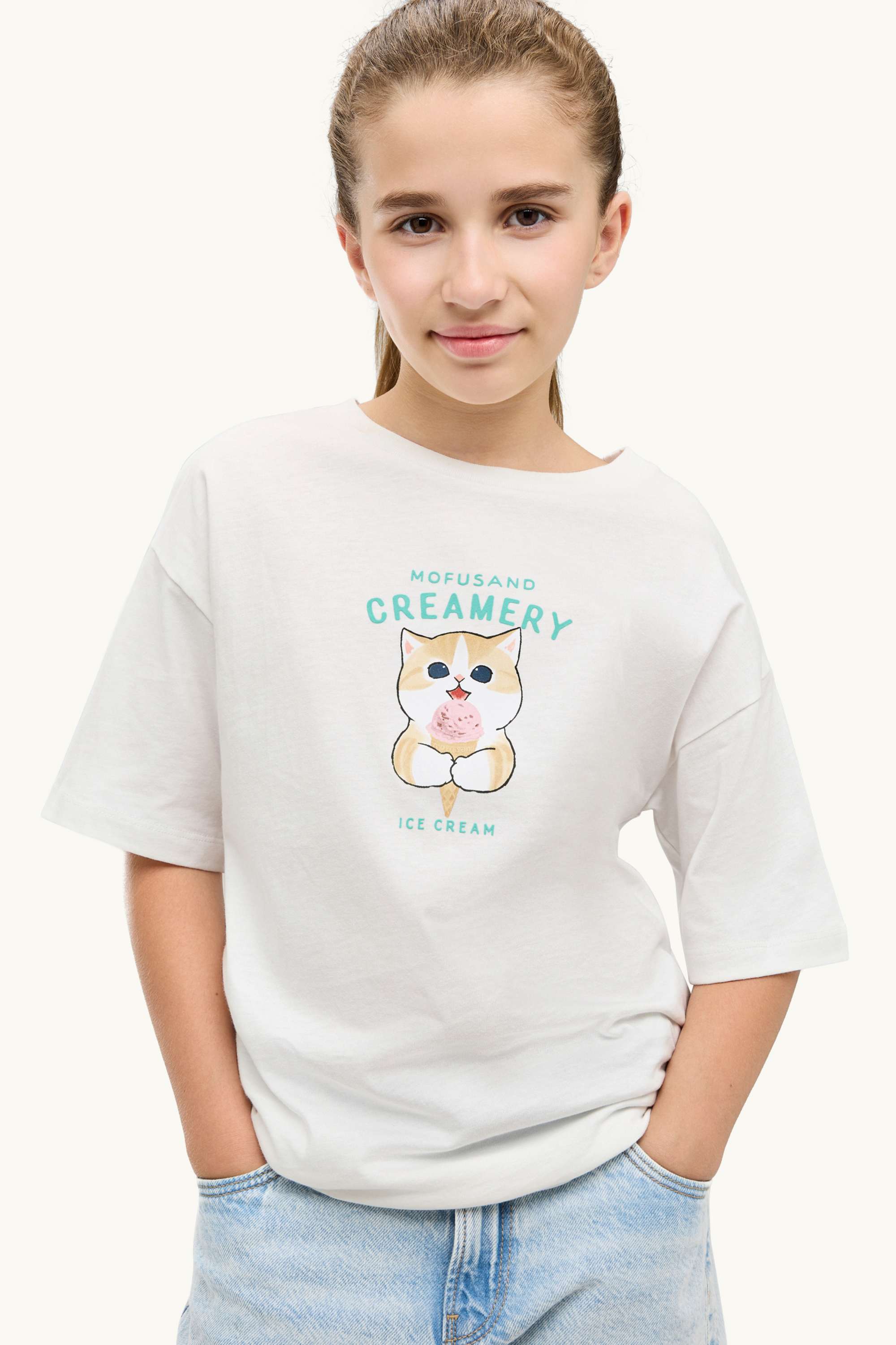 Mofusand - short sleeve T-shirt - oversized white