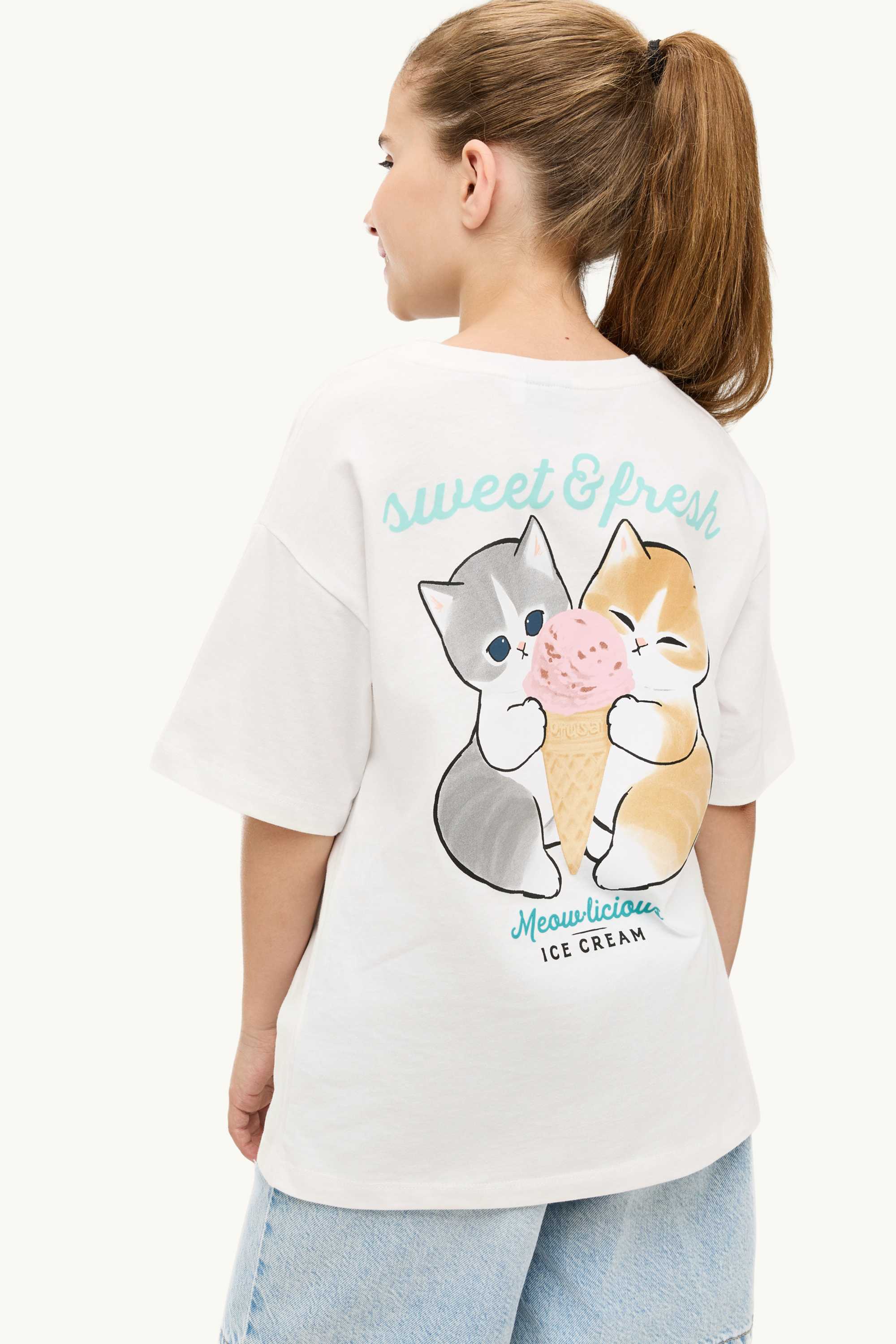 Mofusand - short sleeve T-shirt - oversized white