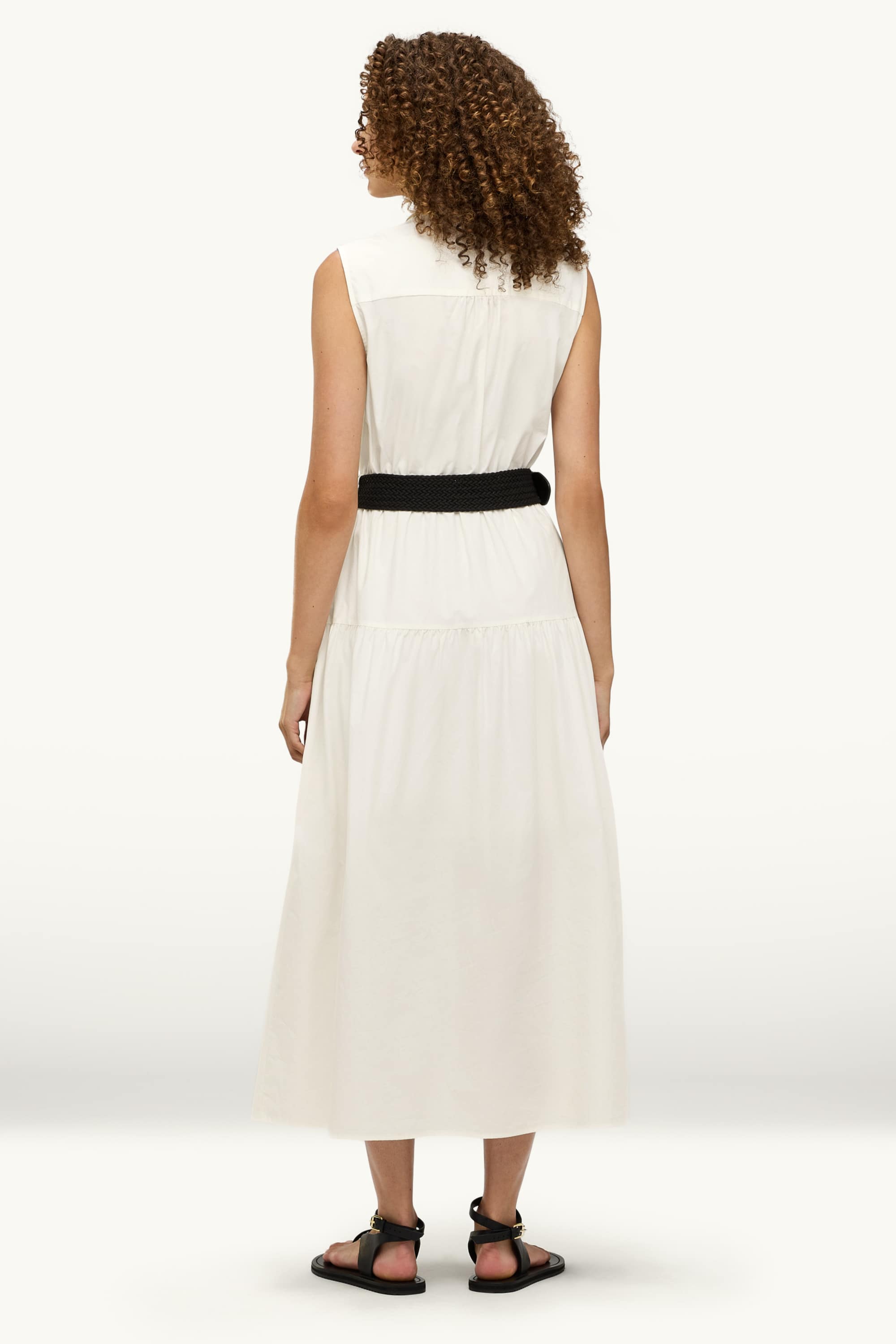 Dress with belt - straight fit white