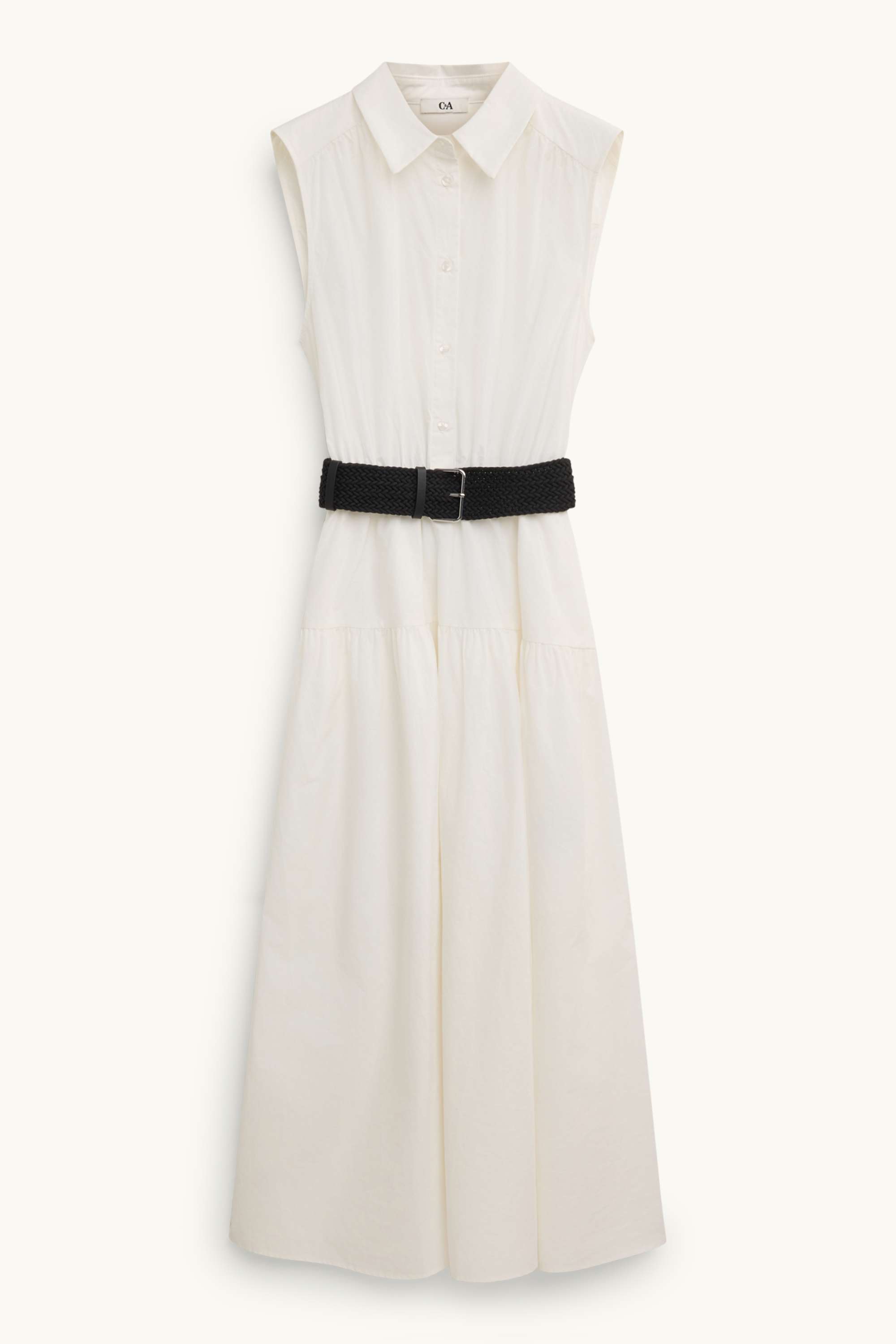 Dress with belt - straight fit white