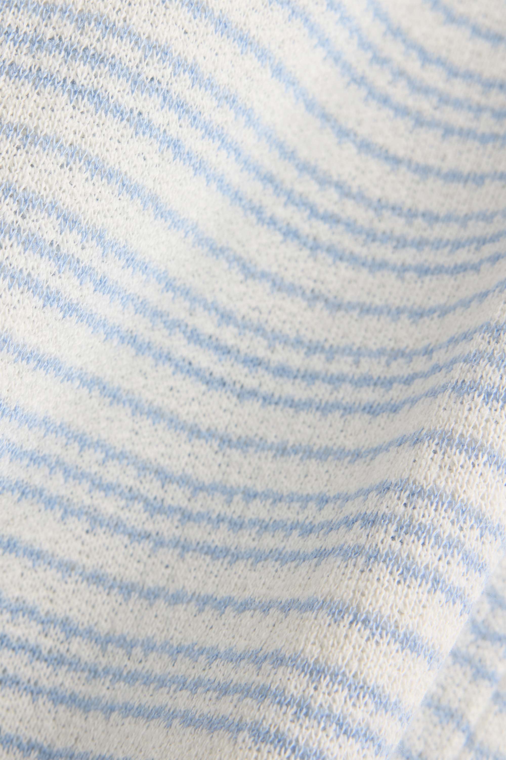 Knitted trousers - mid-rise waist - wide leg - striped blue / white