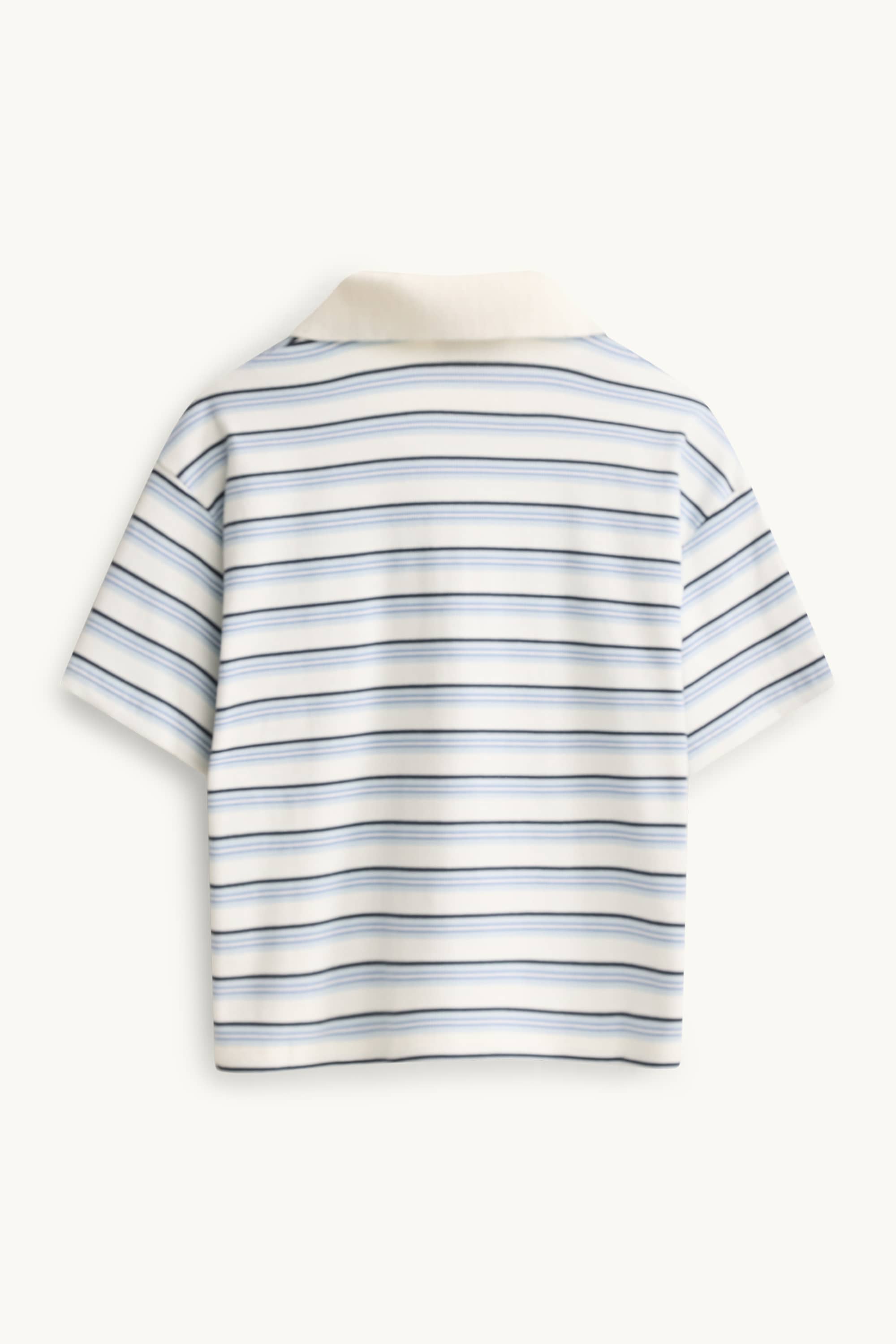 Polo shirt - slim fit - striped - ribbed white / blue