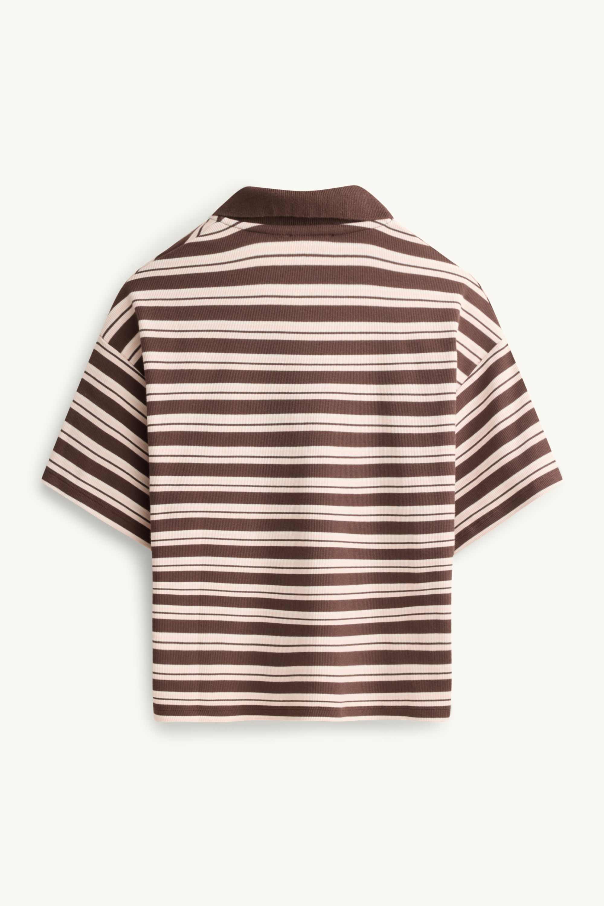 Polo shirt - slim fit - striped - ribbed brown / cremewhite