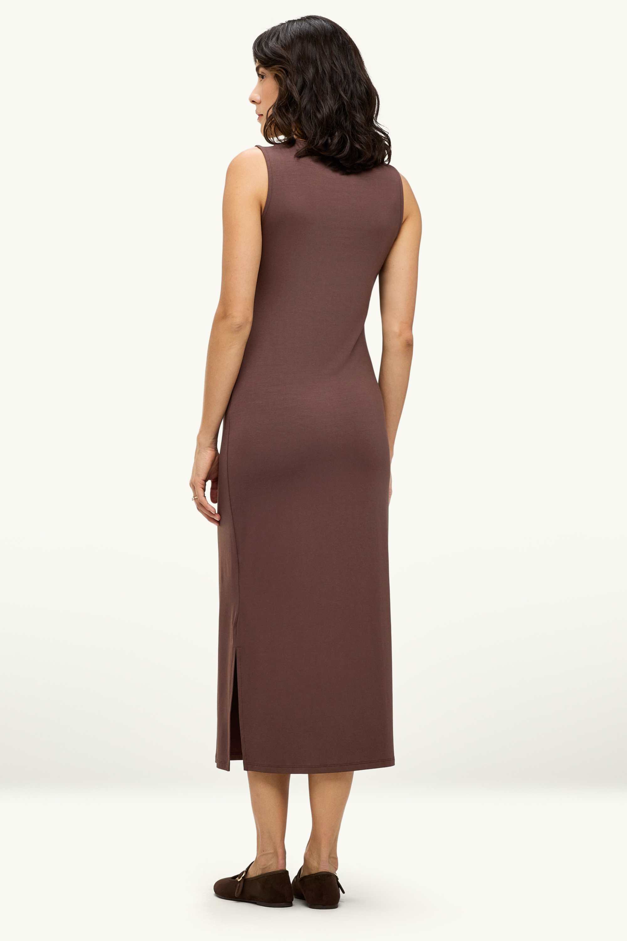 Viscose dress - straight fit brown