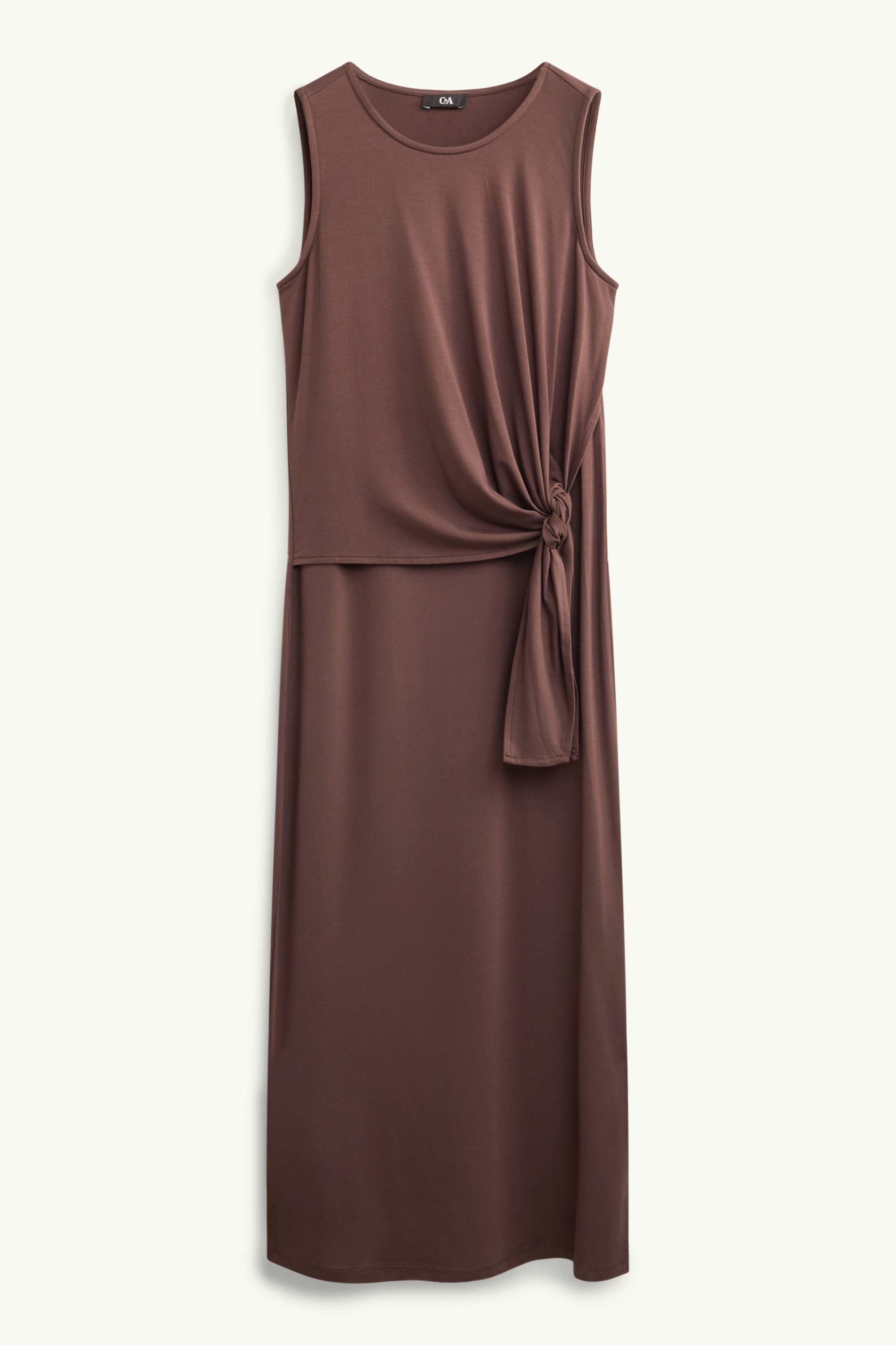 Viscose dress - straight fit brown
