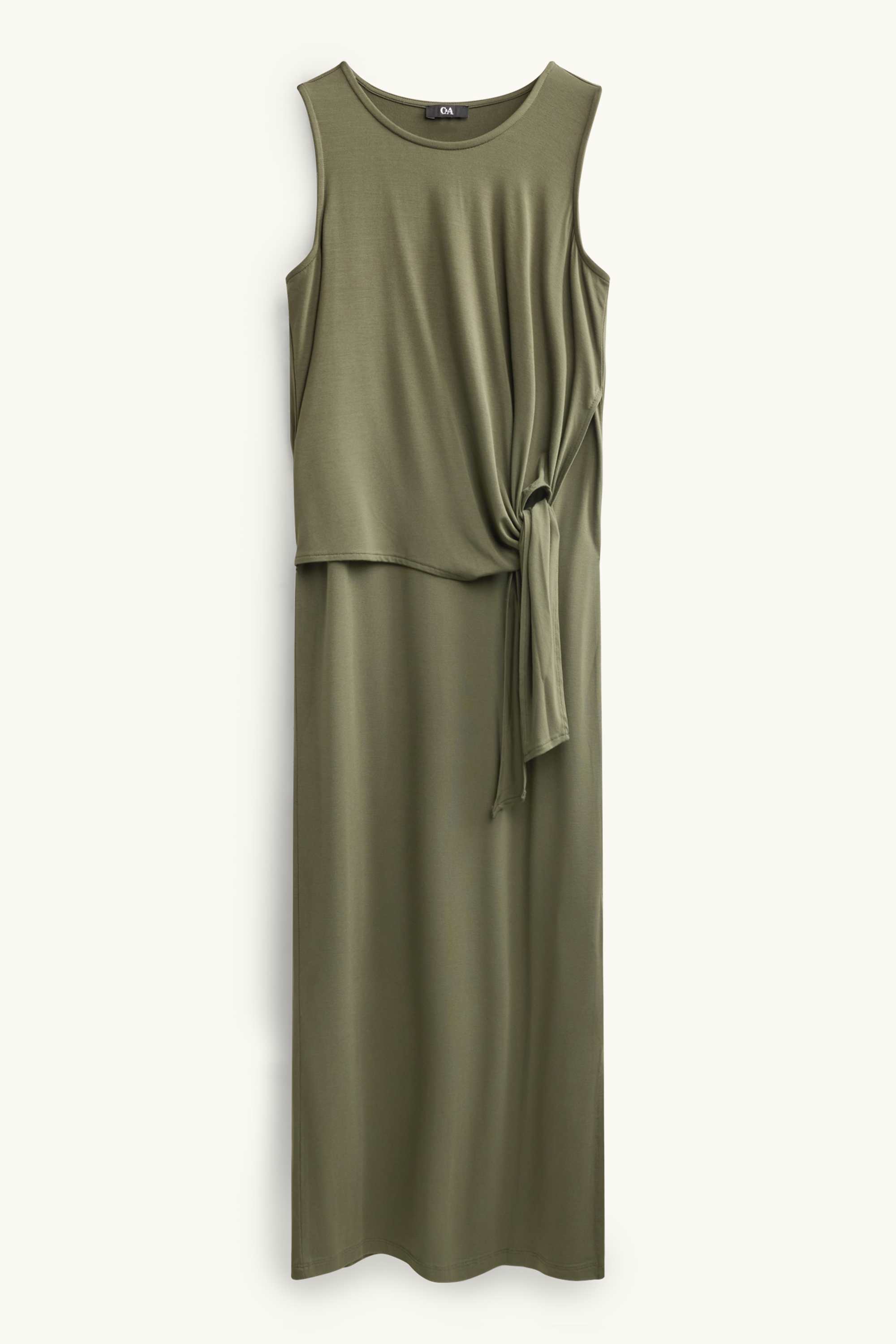Viscose dress - straight fit khaki