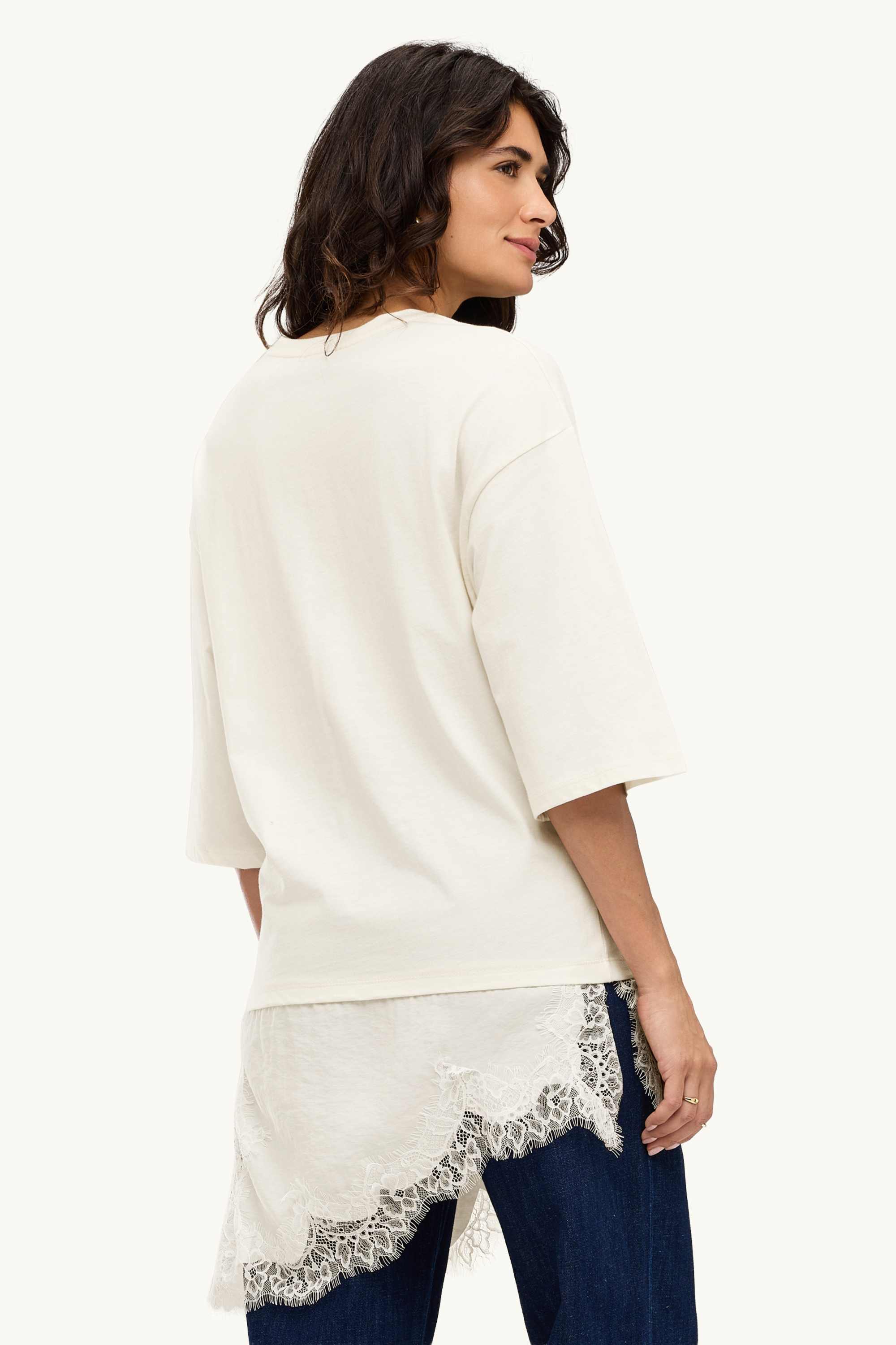 T-shirt - regular fit - 2-in-1 look cremewhite