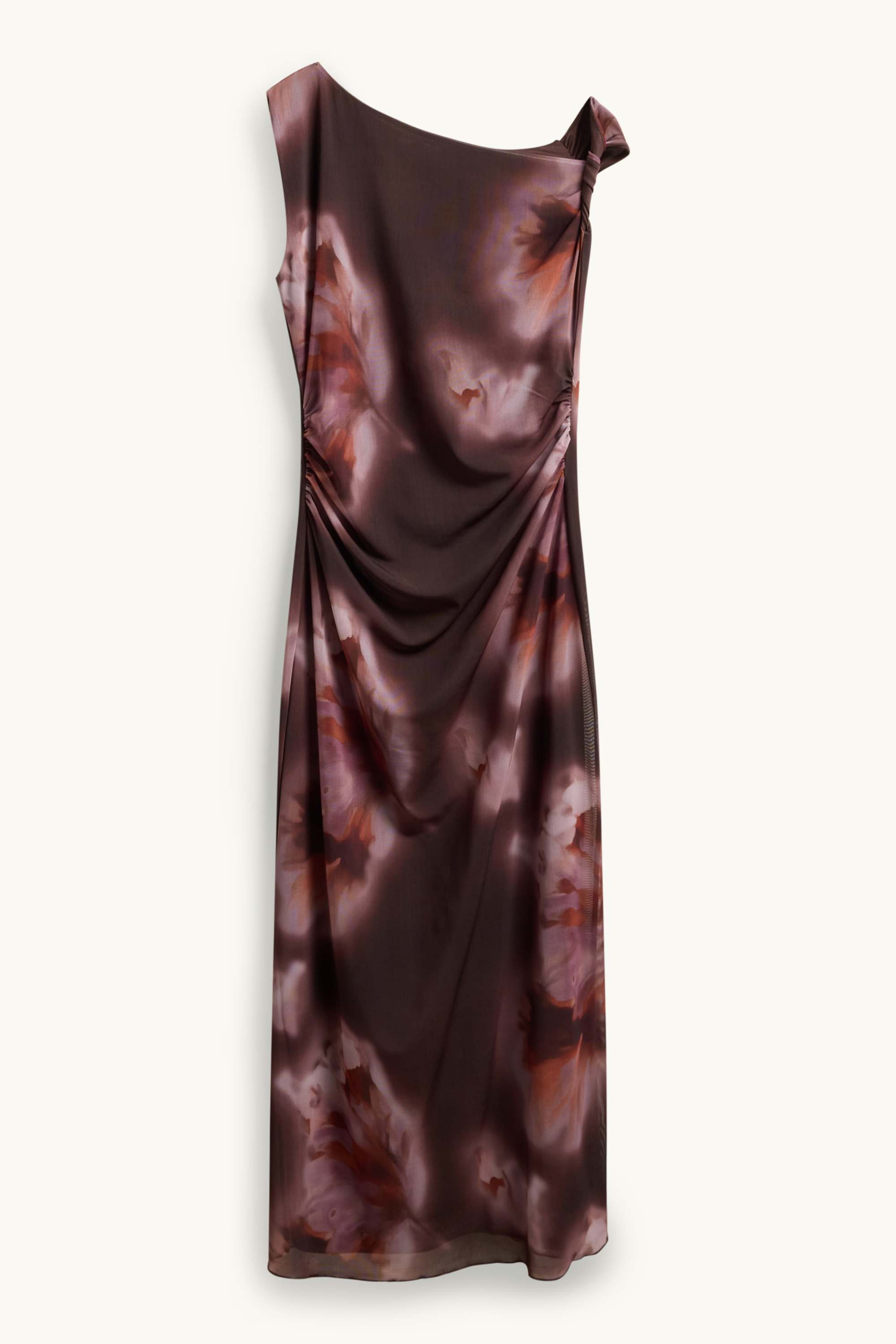 Bodycon dress - floral rib brown