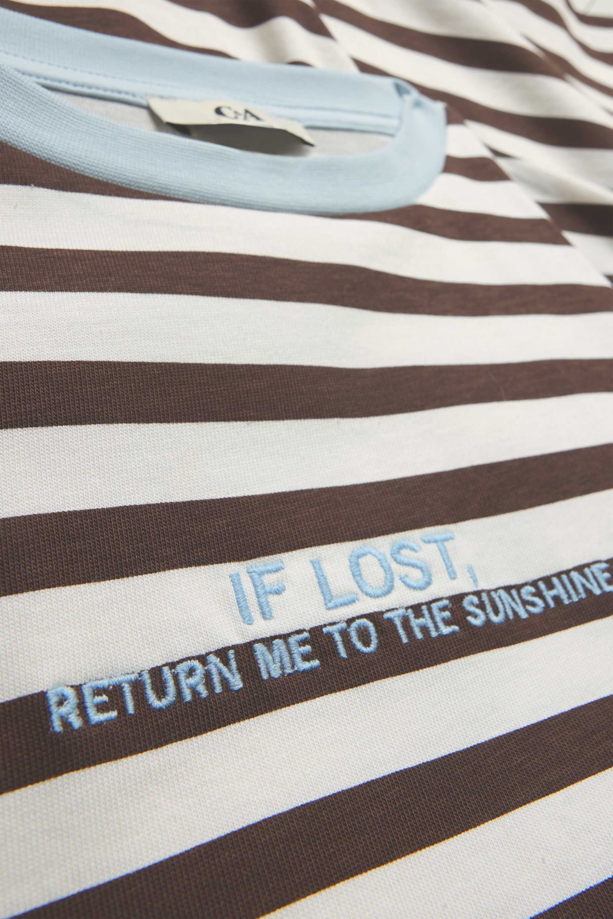 T-shirt - oversized - striped brown / cremewhite