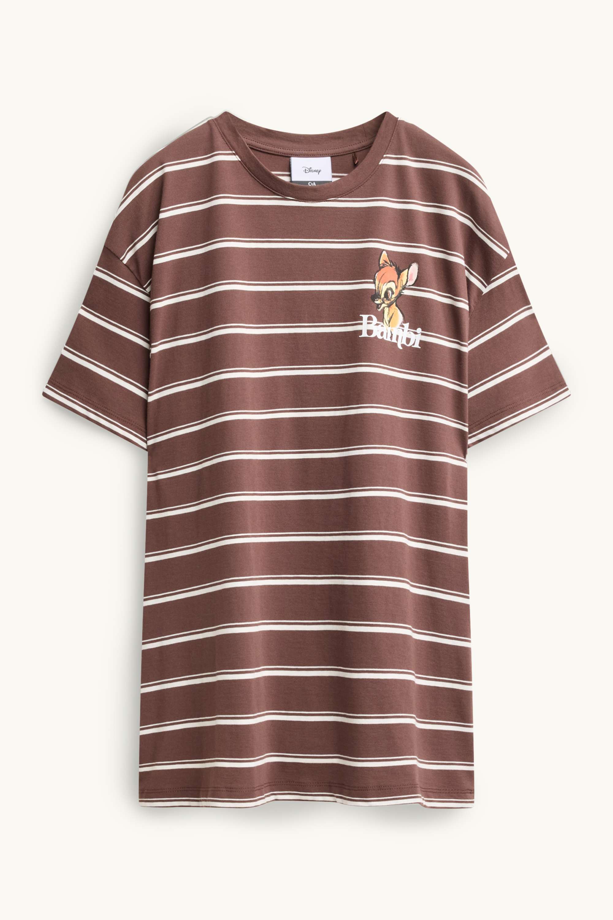 T-shirt - oversized - striped - Bambi brown