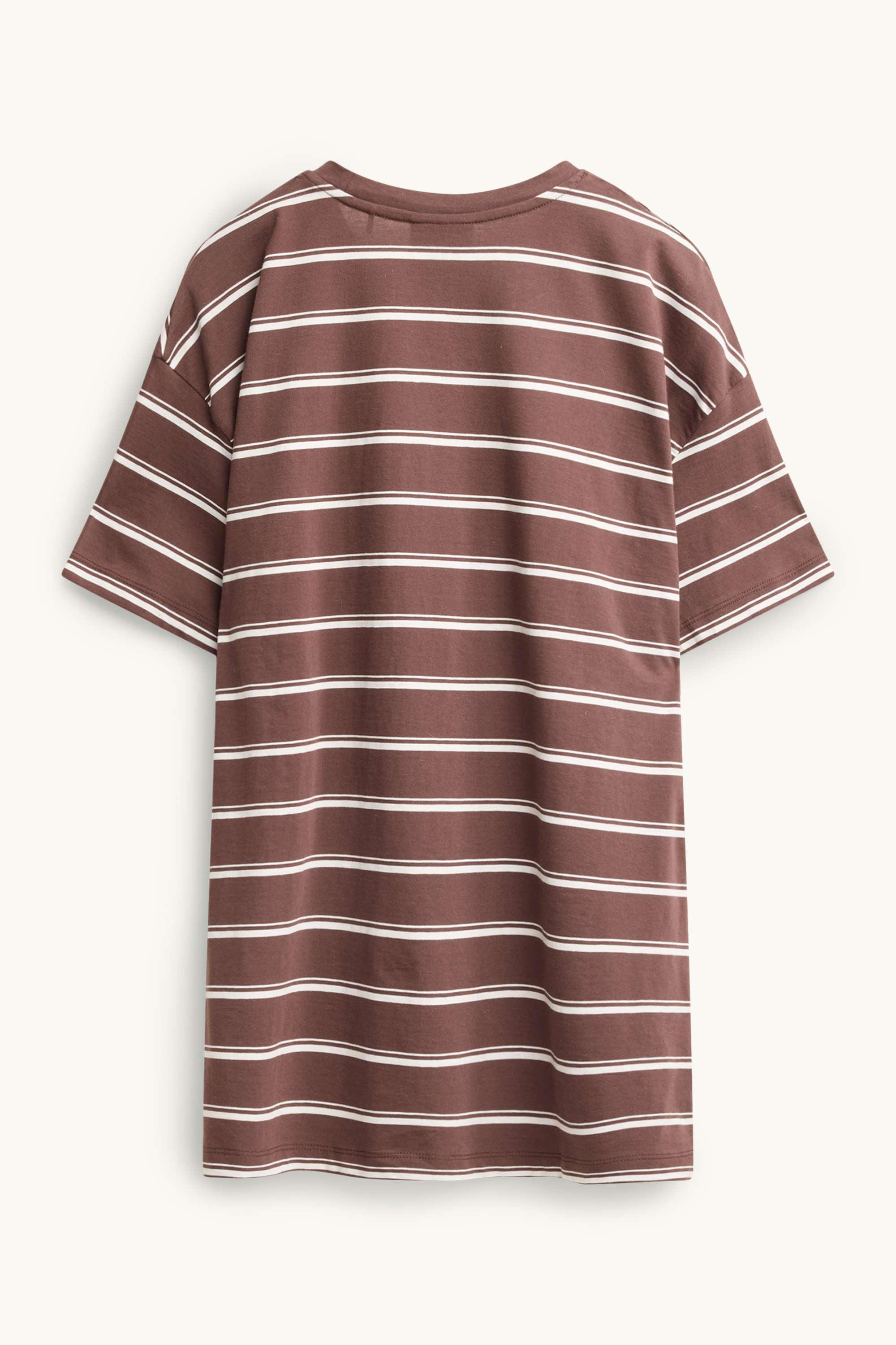 T-shirt - oversized - striped - Bambi brown