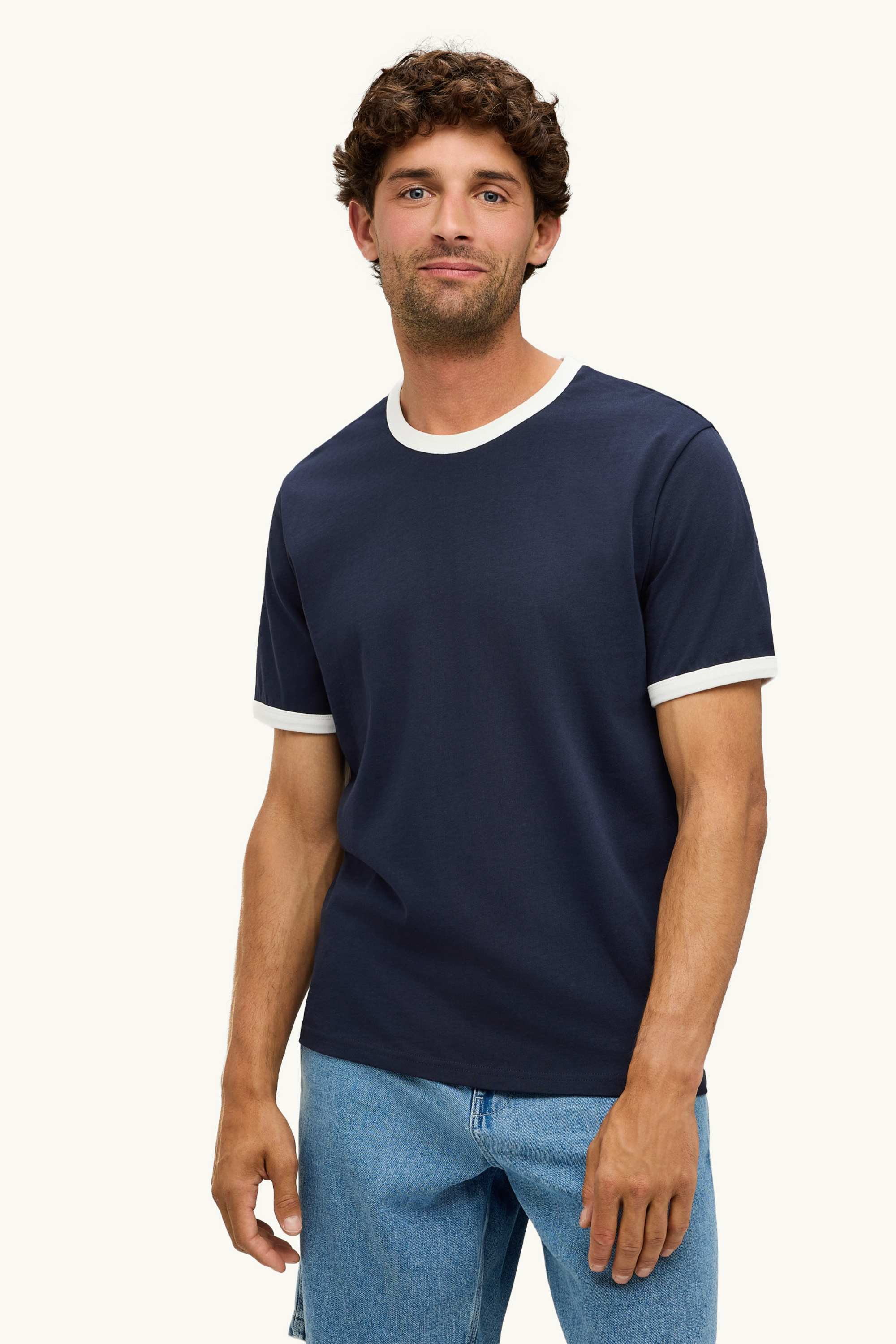T-shirt - relaxed fit dark blue / white