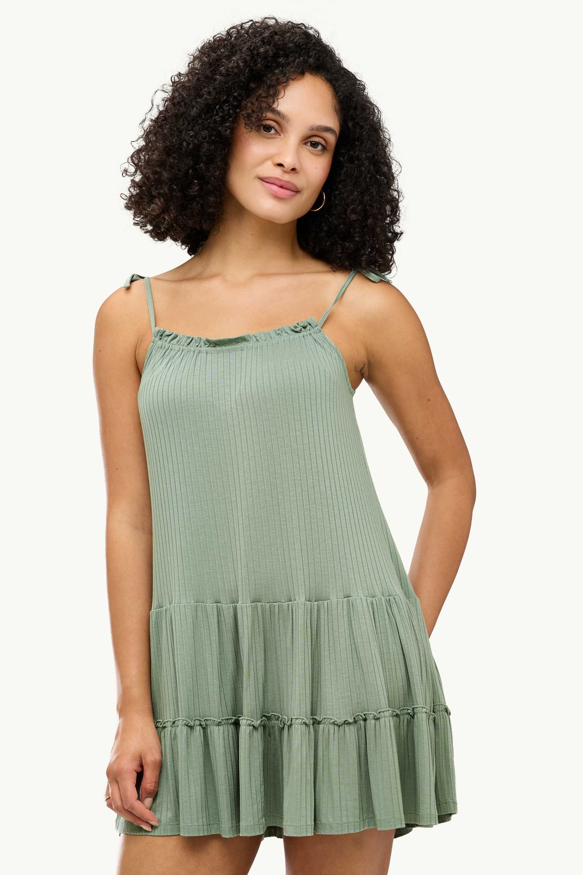 A-line dress - ribbed light green