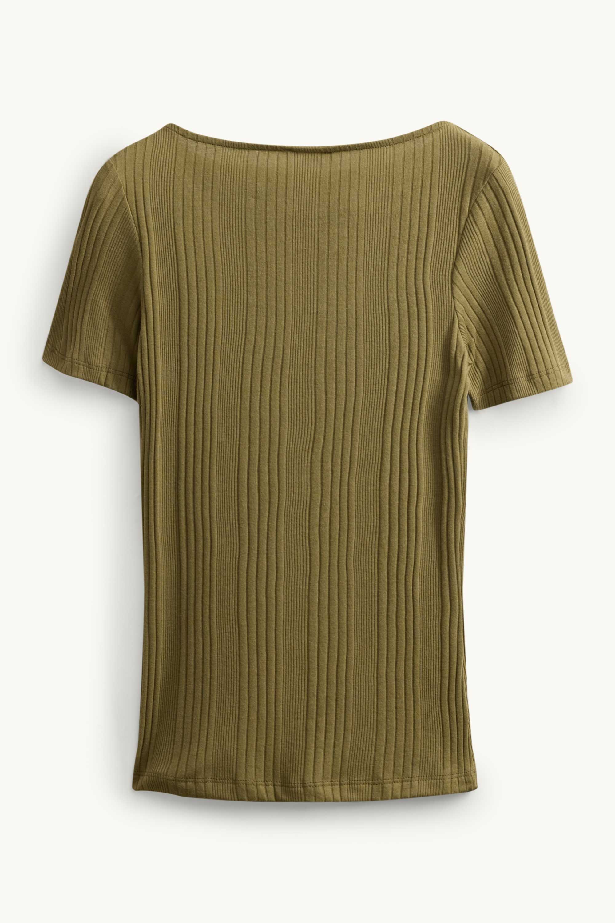 T-shirt - regular fit - ribbed- striped khaki
