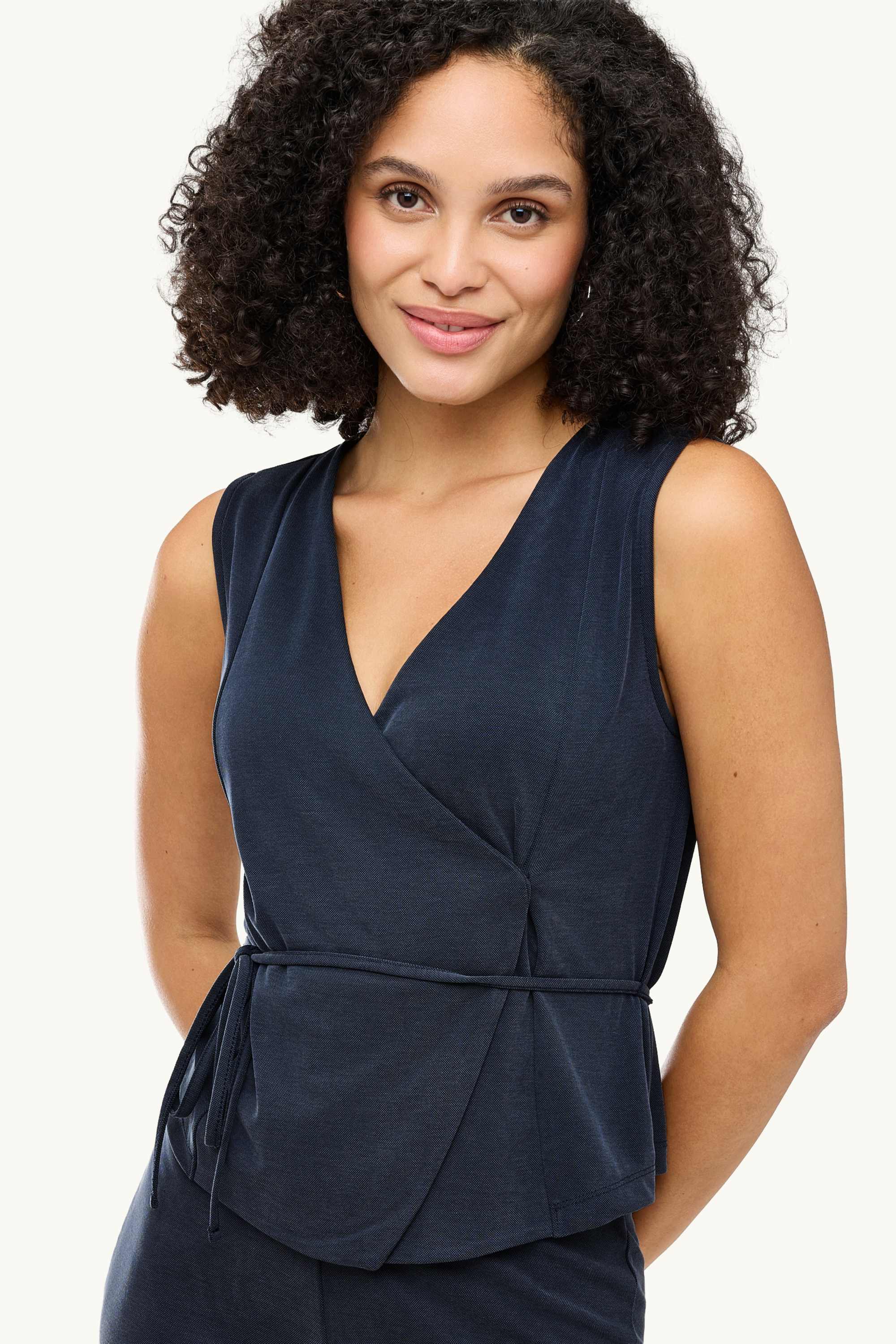 V-neck wrap top dark blue