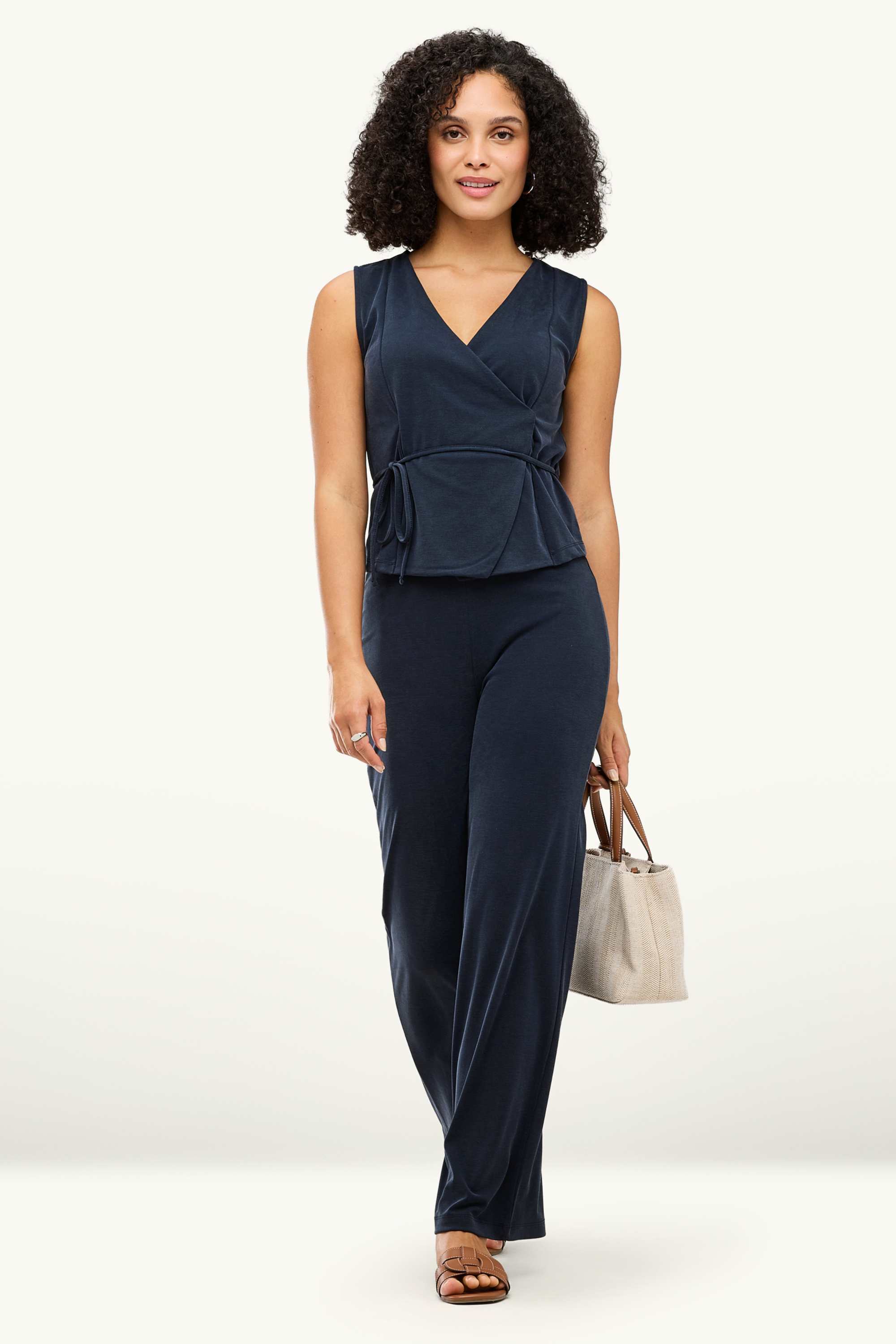 V-neck wrap top dark blue