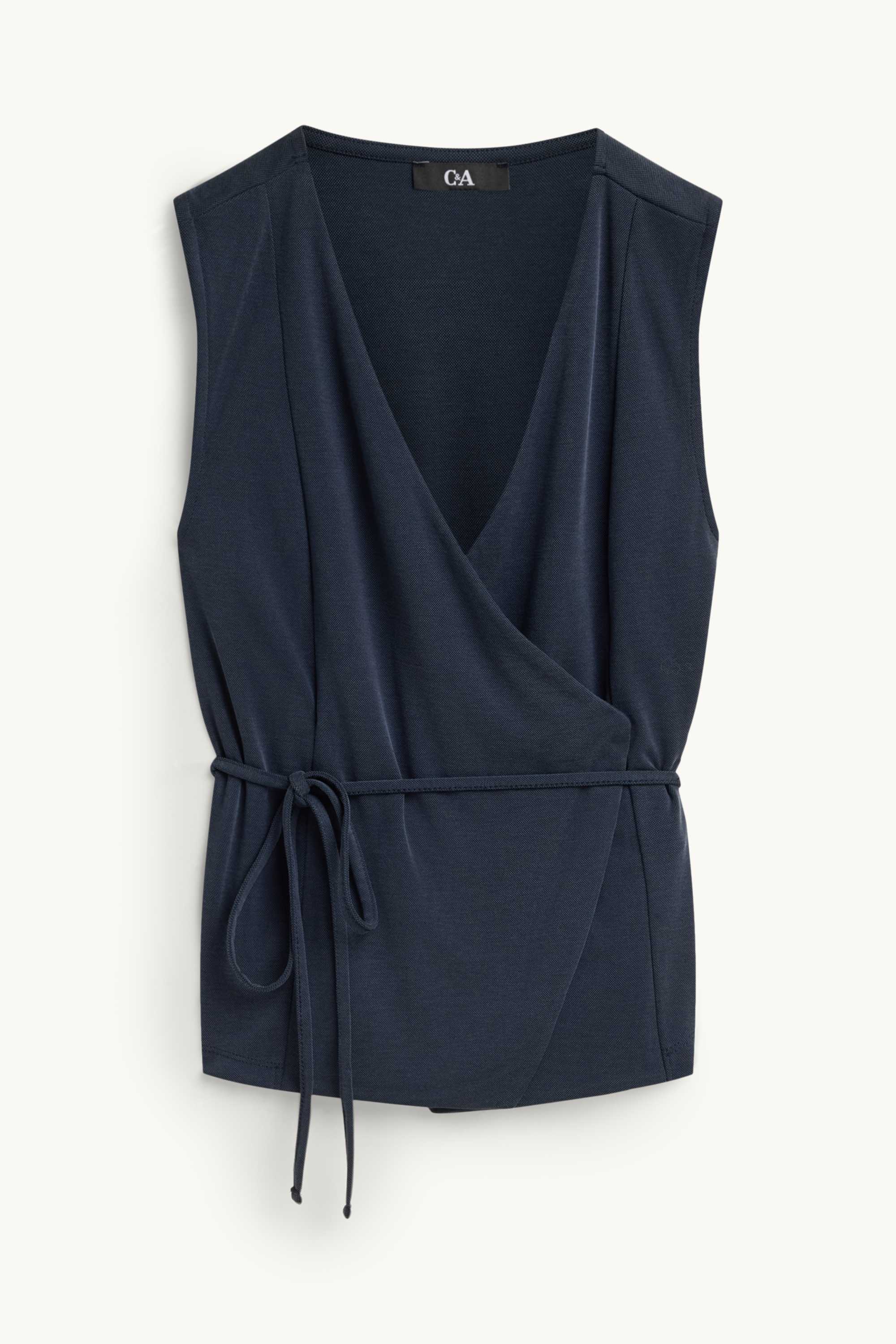 V-neck wrap top dark blue