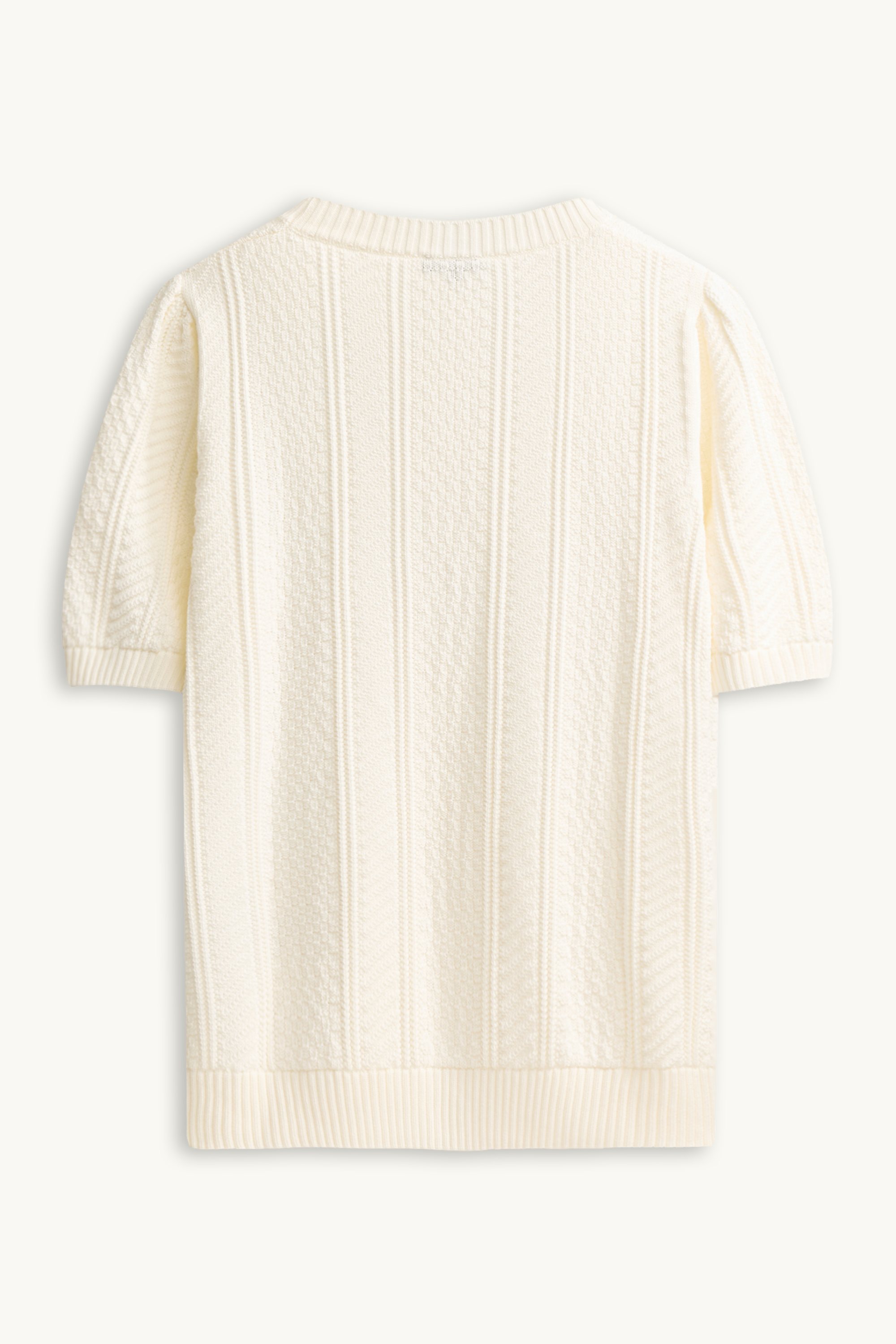 Knitted jumper - short sleeve - textured cremewhite