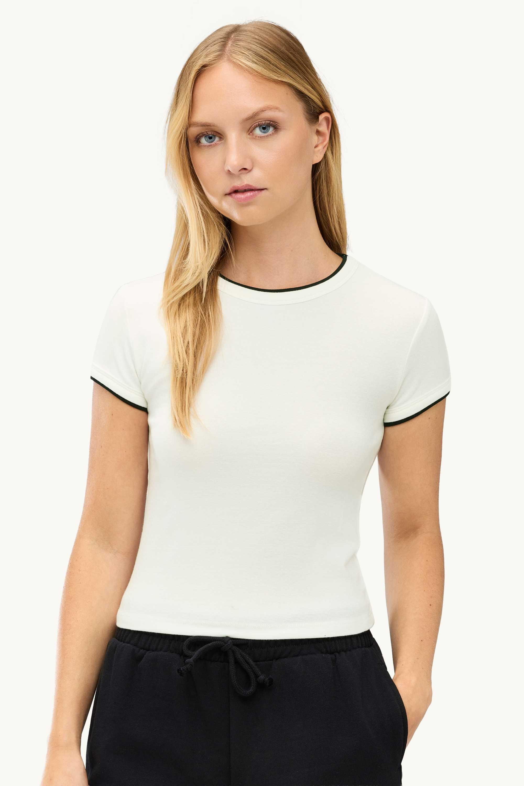 T-shirt - slim fit - 2-in-1 look cremewhite