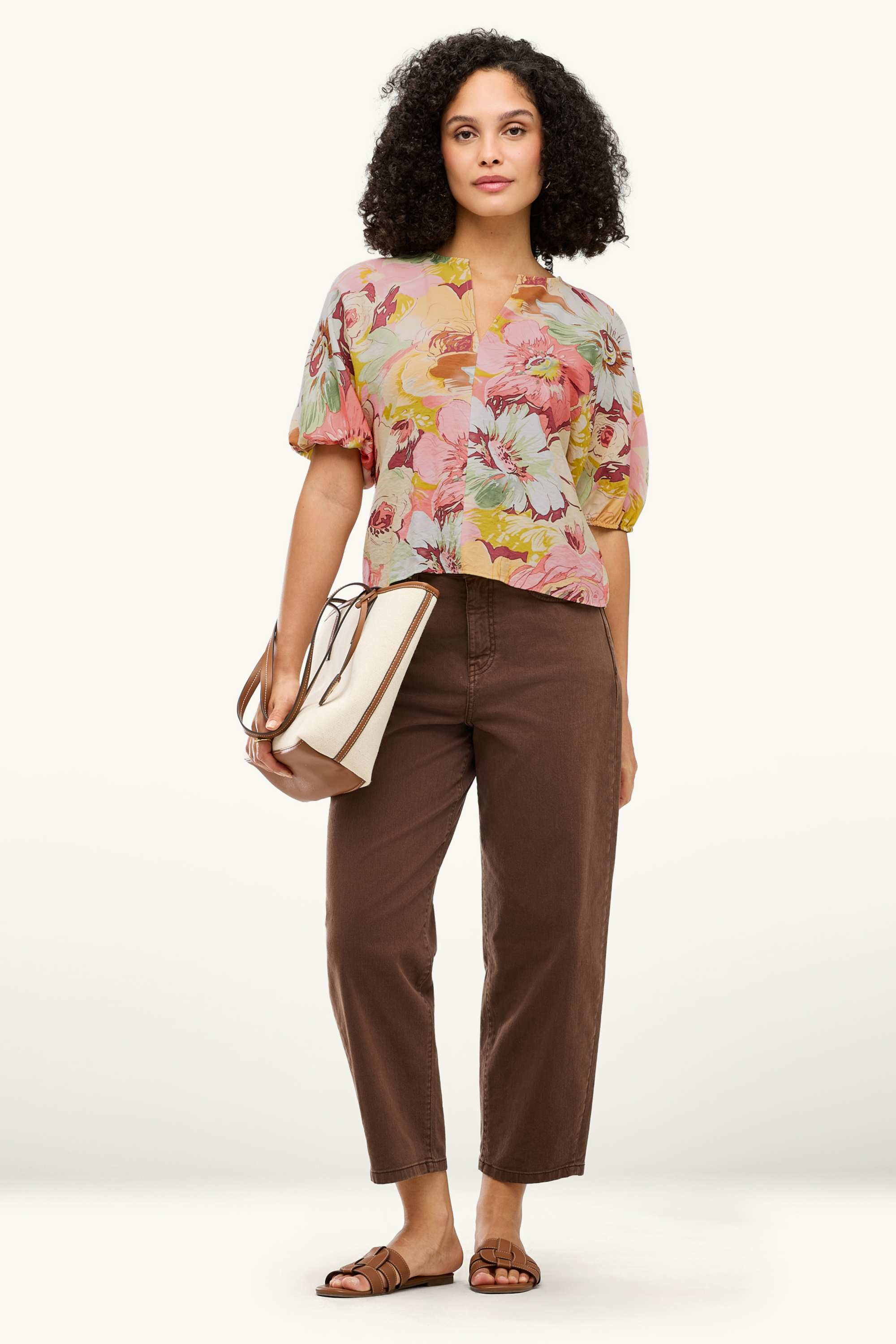 V-neck blouse - floral rose