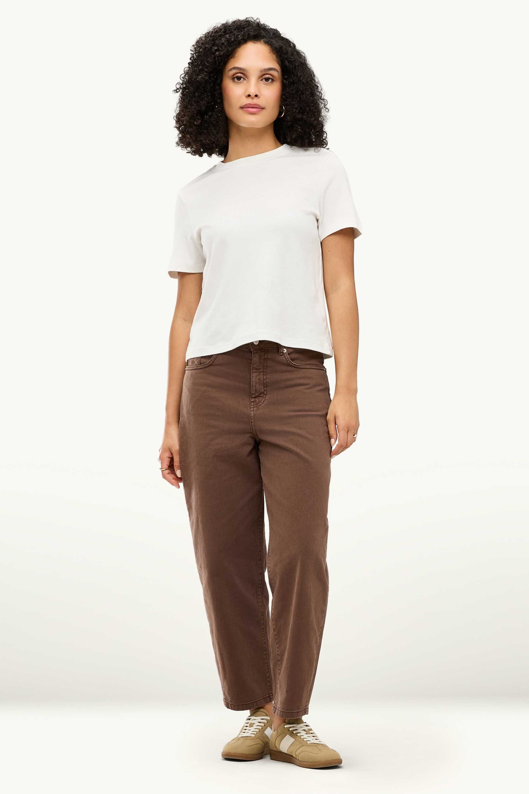 Barrel jeans - high waist denim-brown