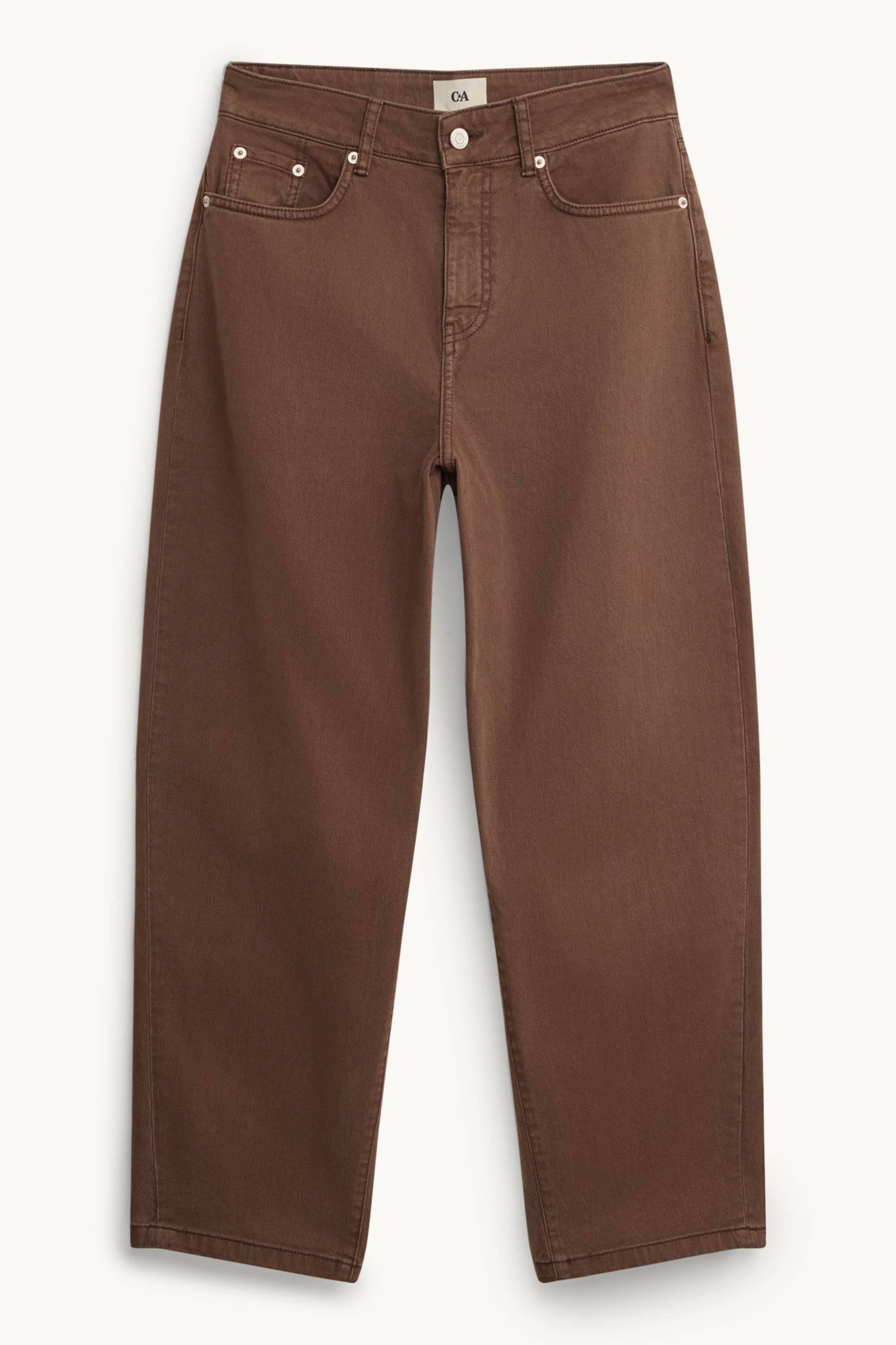 Barrel jeans - high waist denim-brown