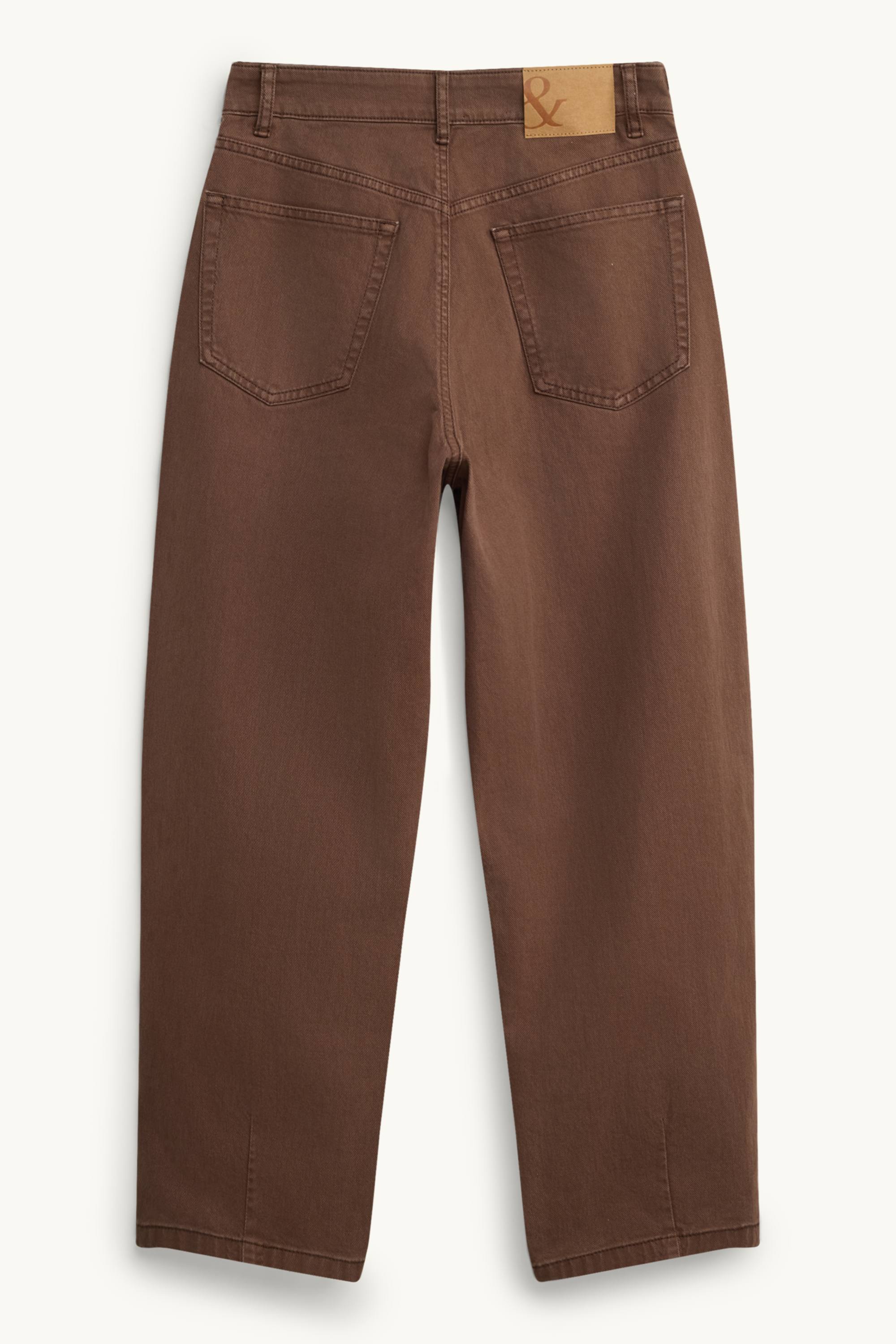 Barrel jeans - high waist denim-brown