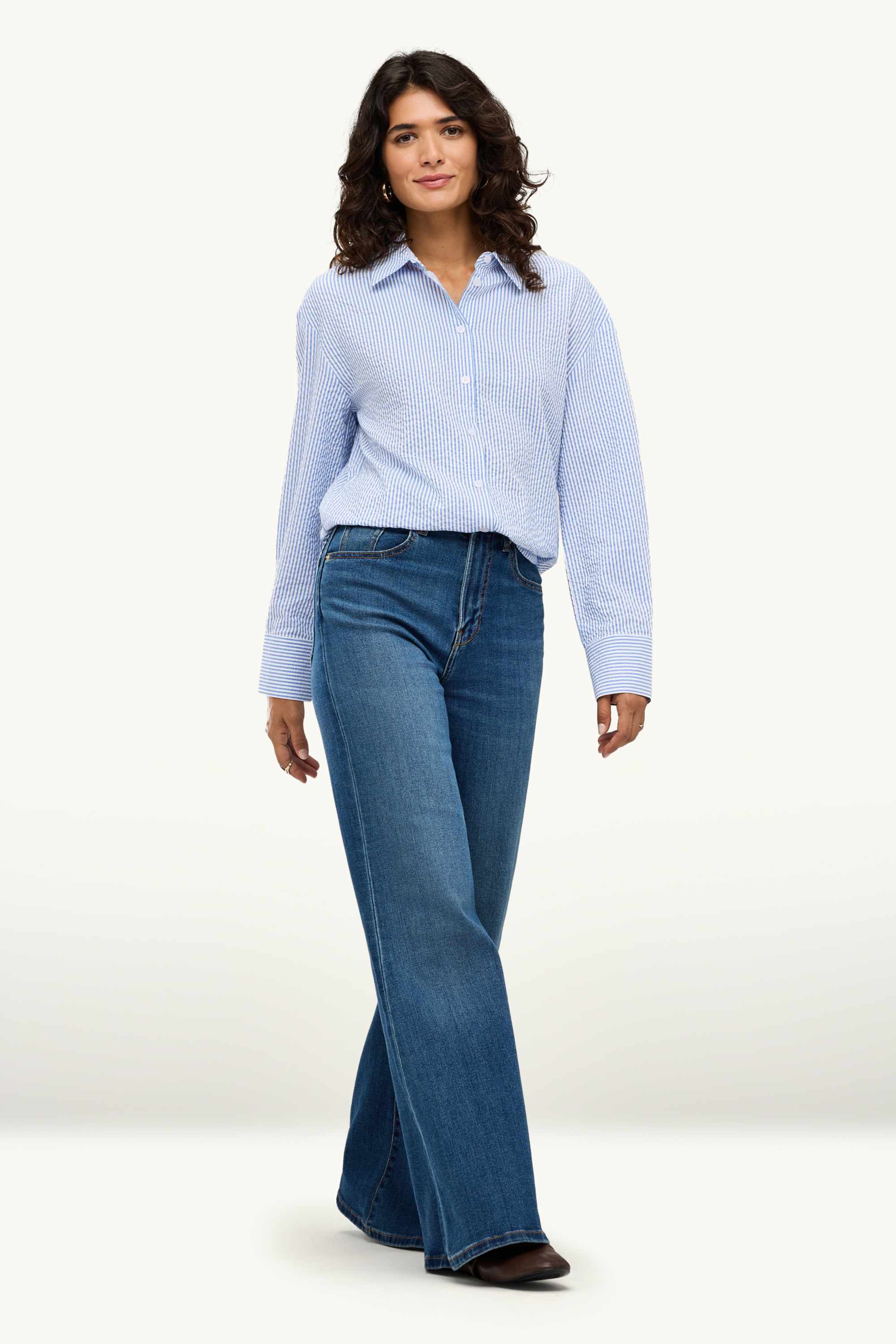 Shirt blouse - striped blue / white