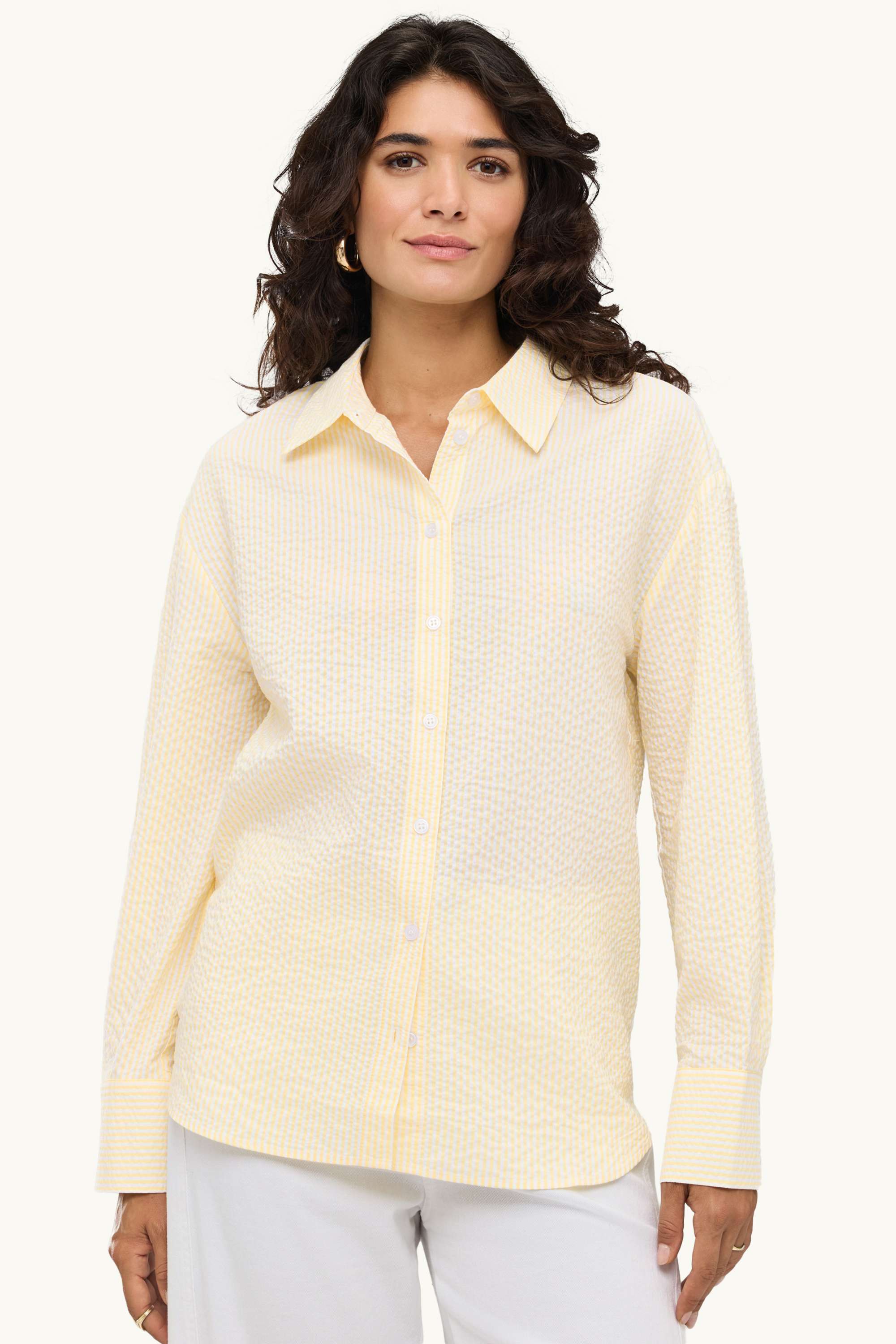 Shirt blouse - striped white / yellow